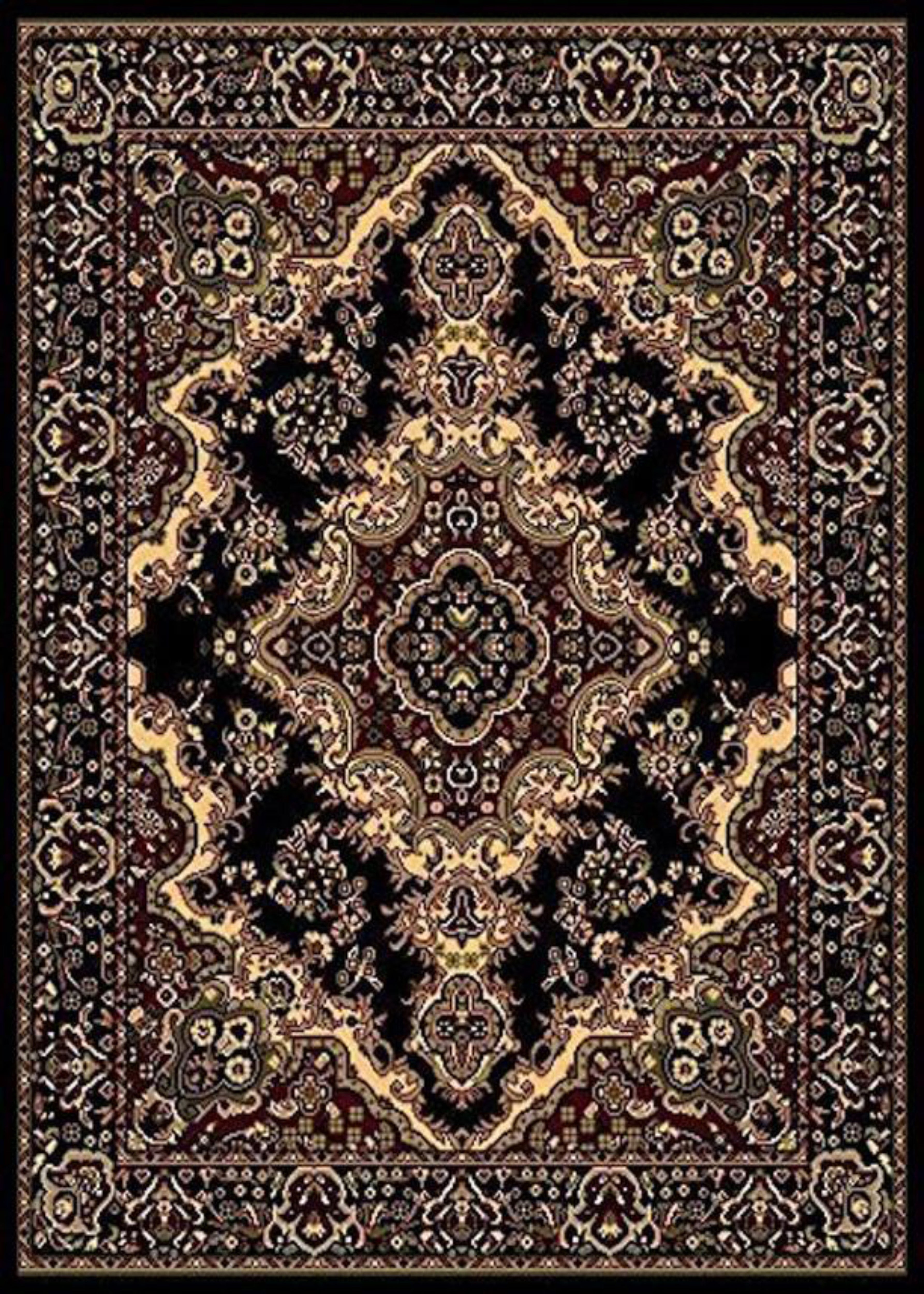 Stevens Oriental Classic Black/Beige Indoor Area Rug