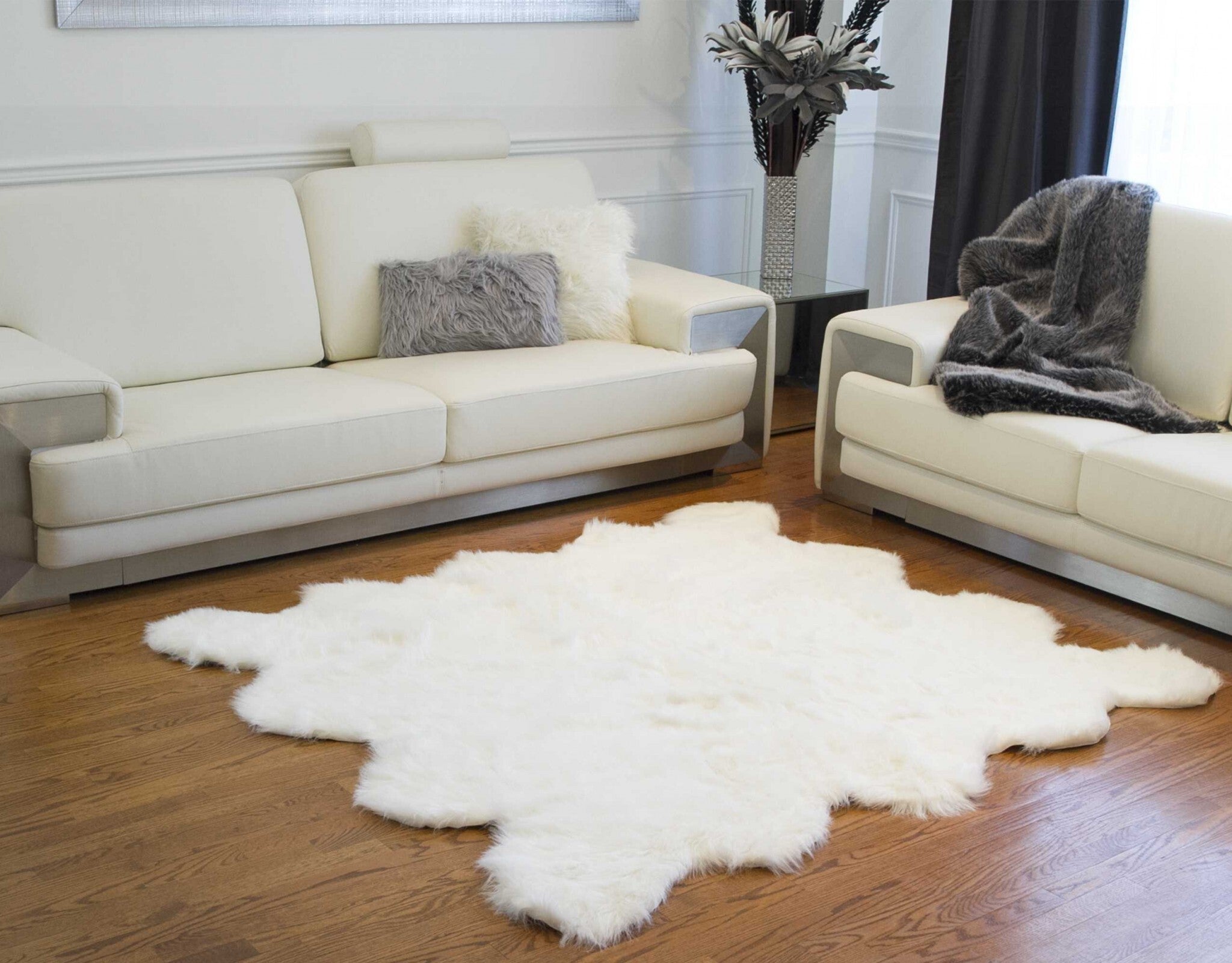 Off White Animal Print Area Rug
