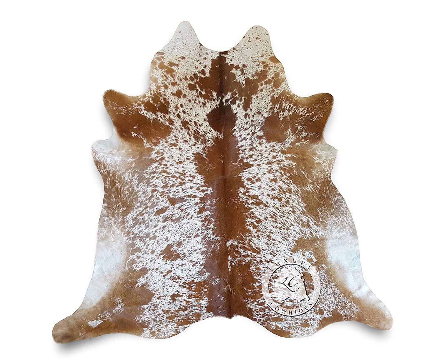 Brown And White Spotted Natural Cowhide Area Rug