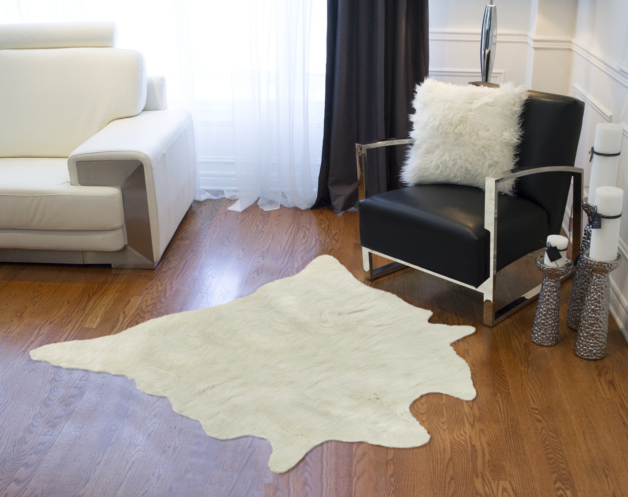 Off White Animal Print Area Rug