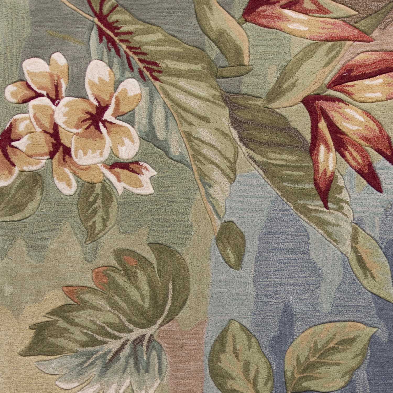 5'X8' Blue Sage Hand Tufted Tropical Plants Indoor Area Rug