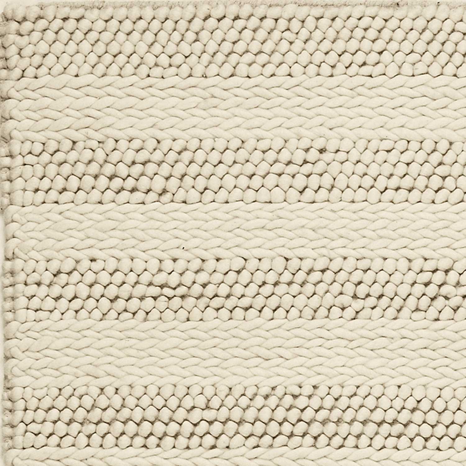 5'X7' White Ivory Hand Woven Knobby Cornish Stripe Indoor Area Rug