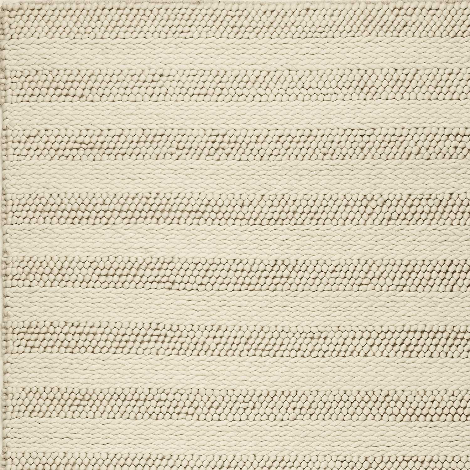 5'X7' White Ivory Hand Woven Knobby Cornish Stripe Indoor Area Rug