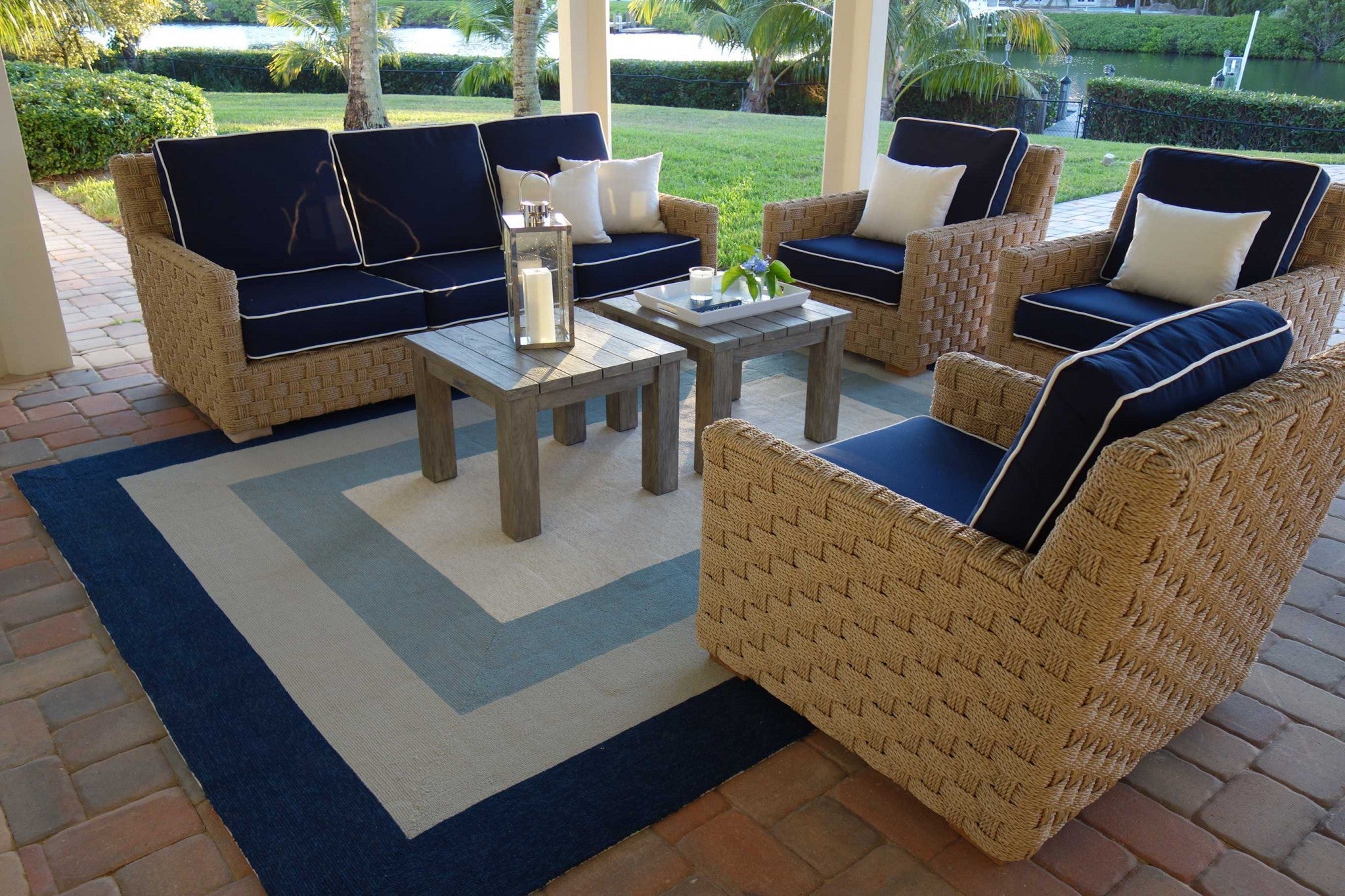 6' X 9' Uv Treated Polypropylene Slate Or Navy Area Rug