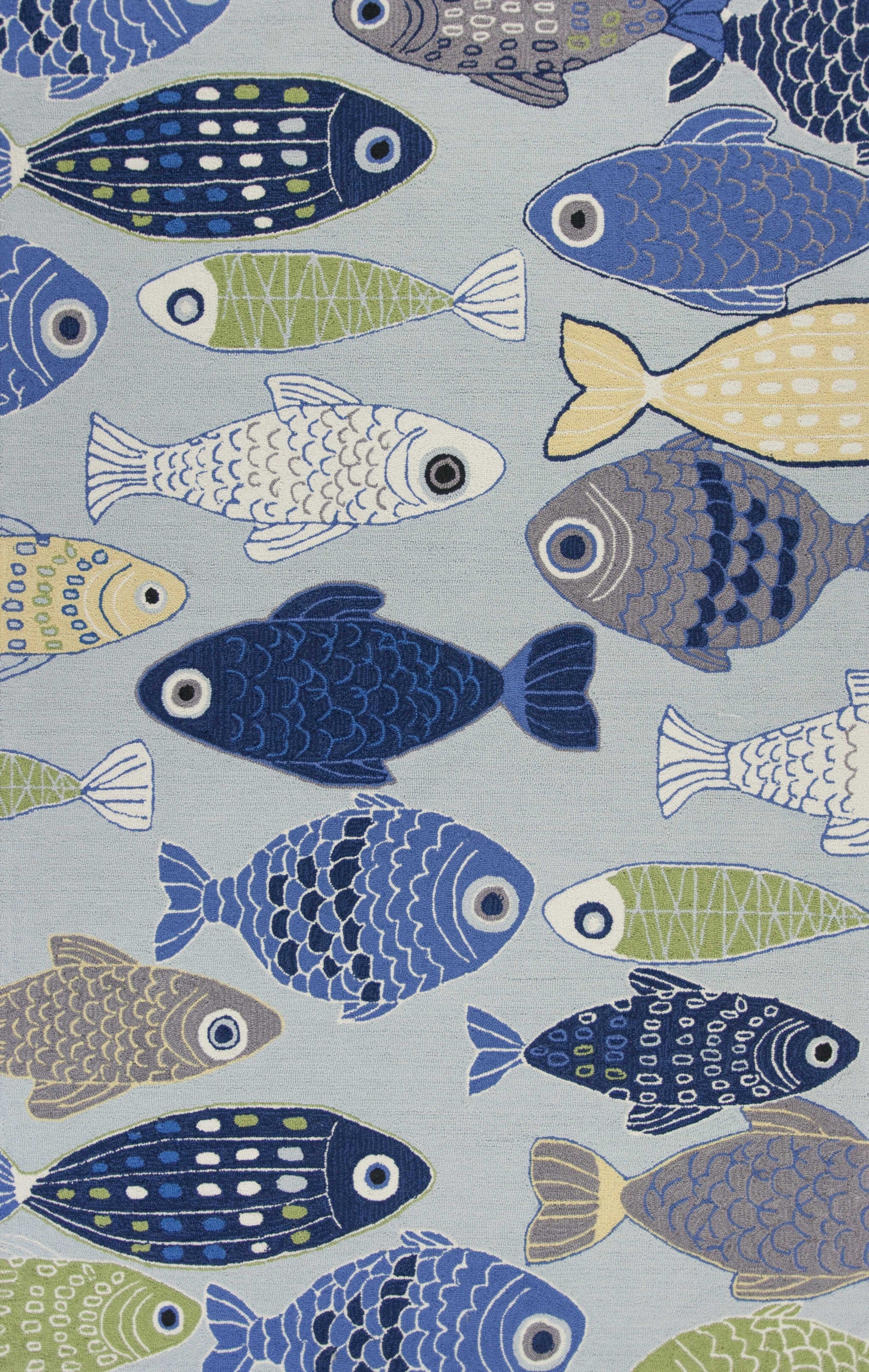 7' X 9' Polyester Light Blue Area Rug