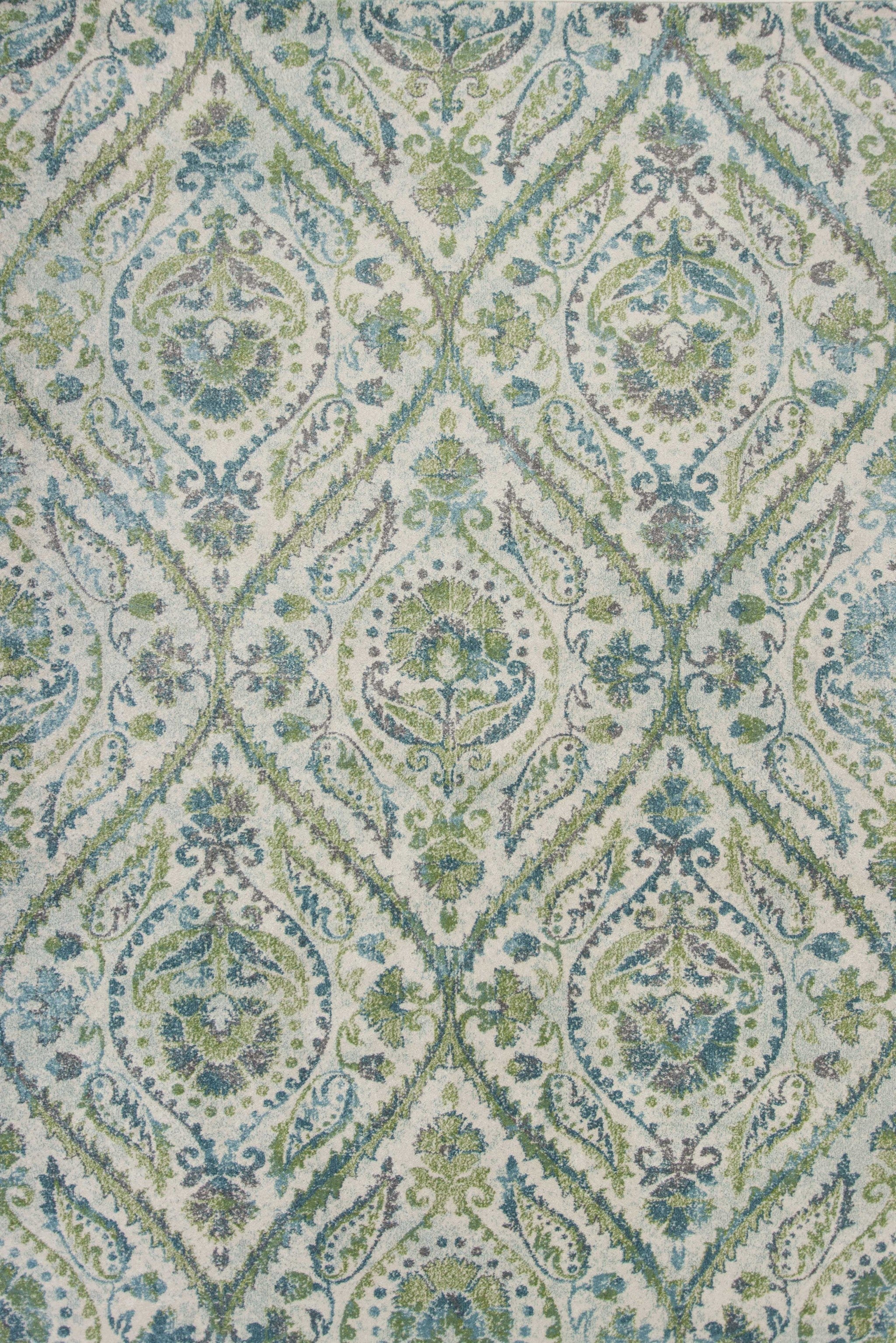 7' X 10' Polypropylene Ivory Or Teal Area Rug