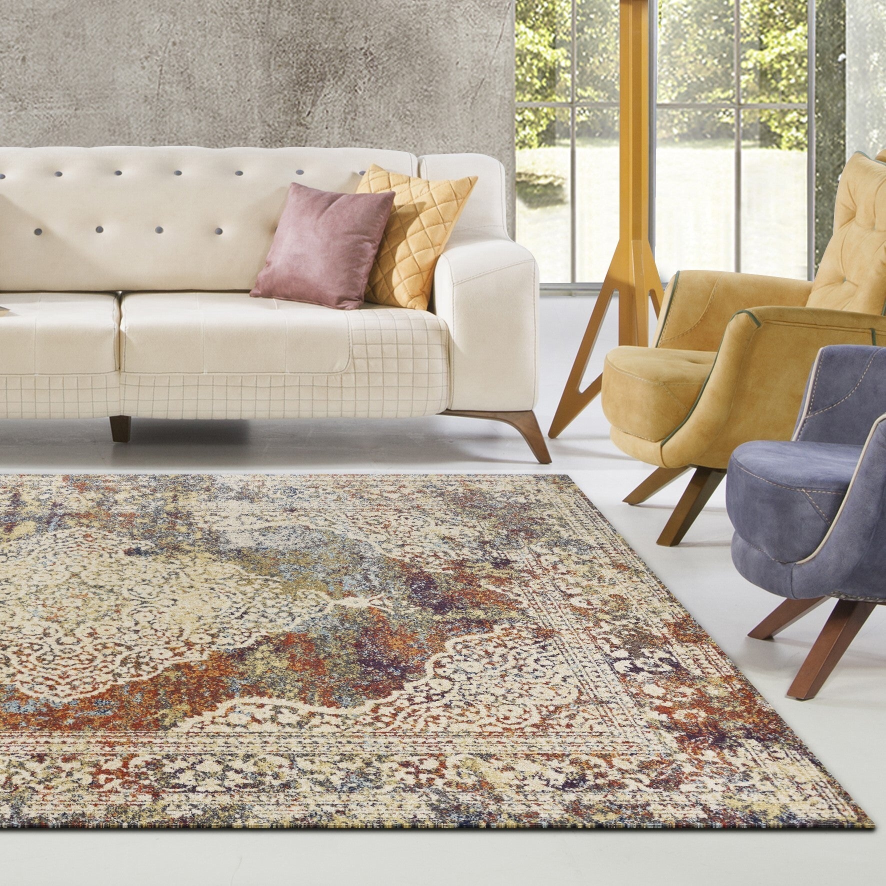 7' X 10' Polypropylene Multi Area Rug