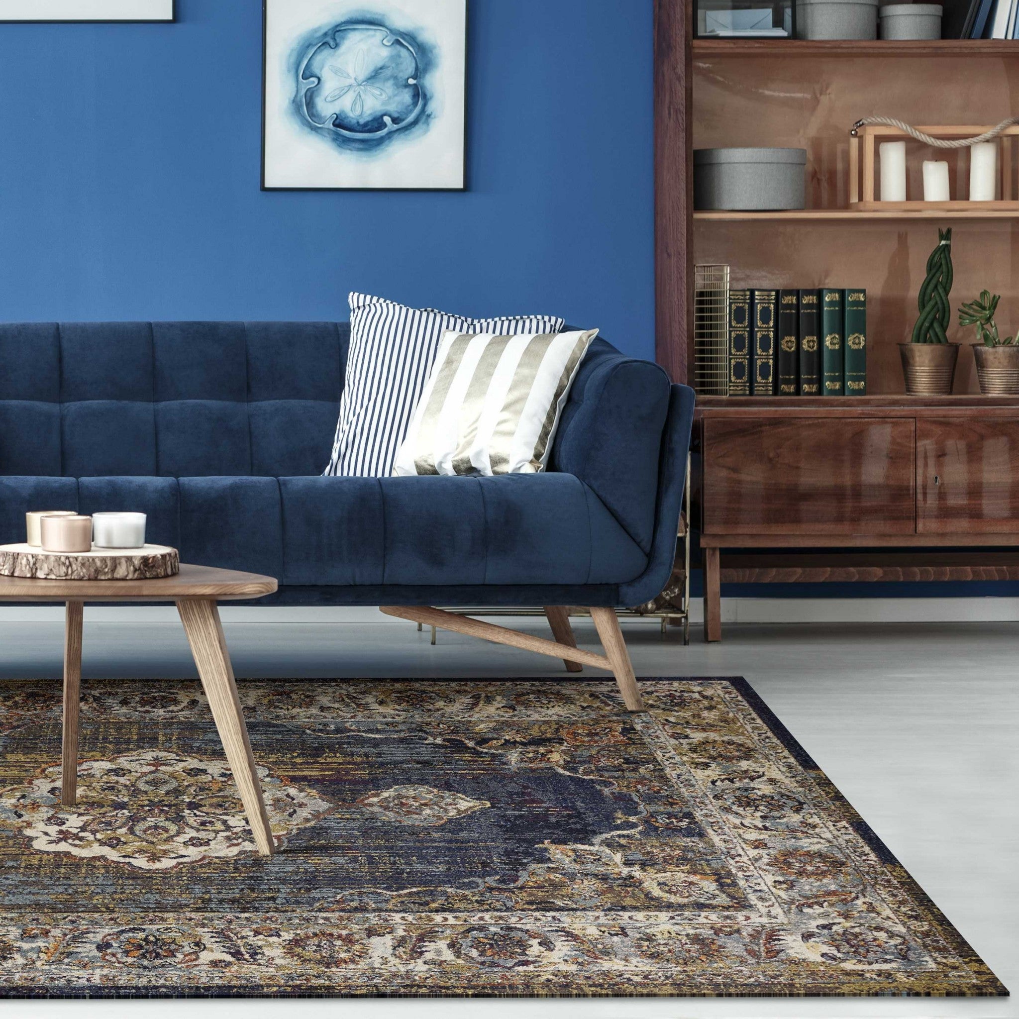 7' X 10' Polypropylene Navy Area Rug