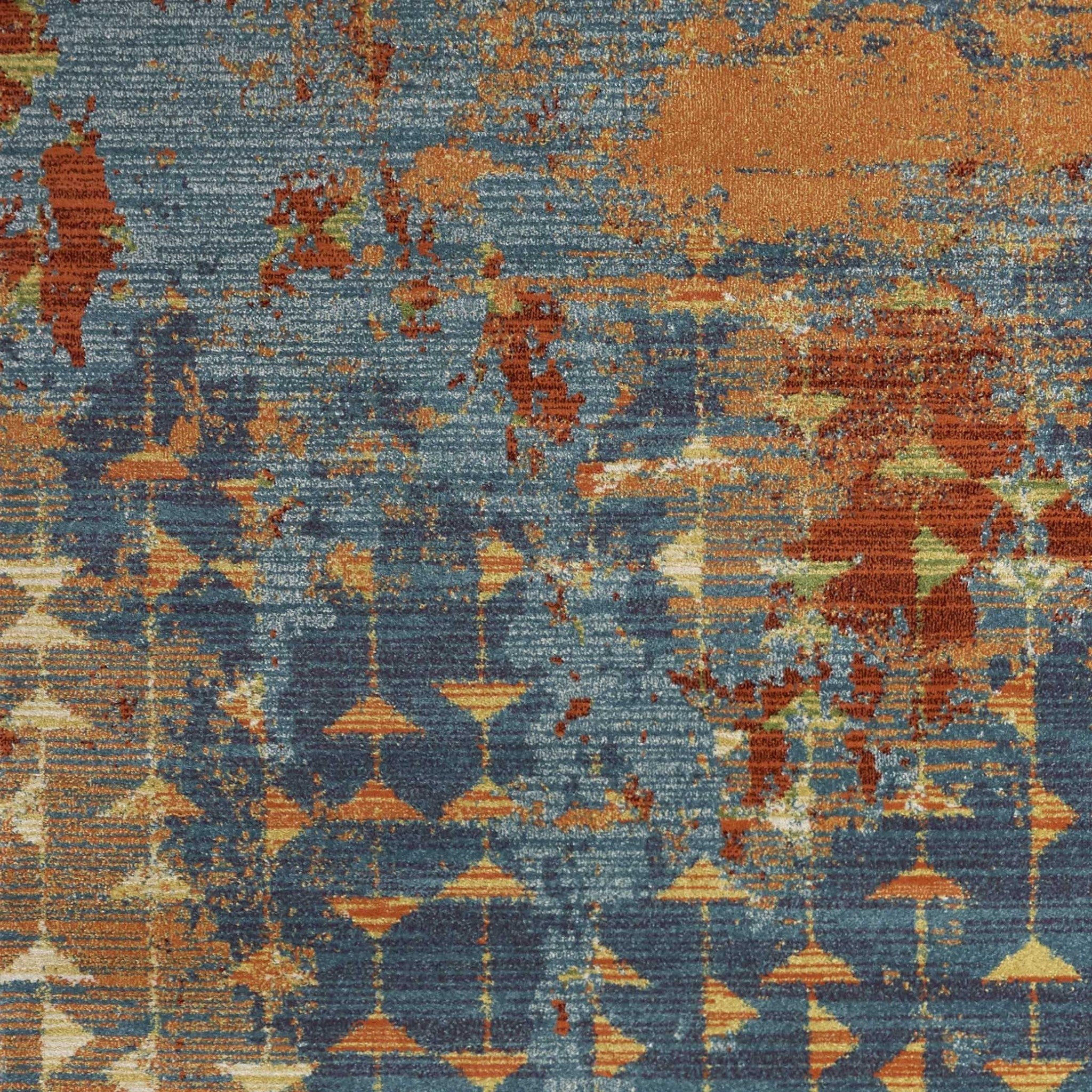 7' X 10' Polypropylene Blue Or Coral Area Rug
