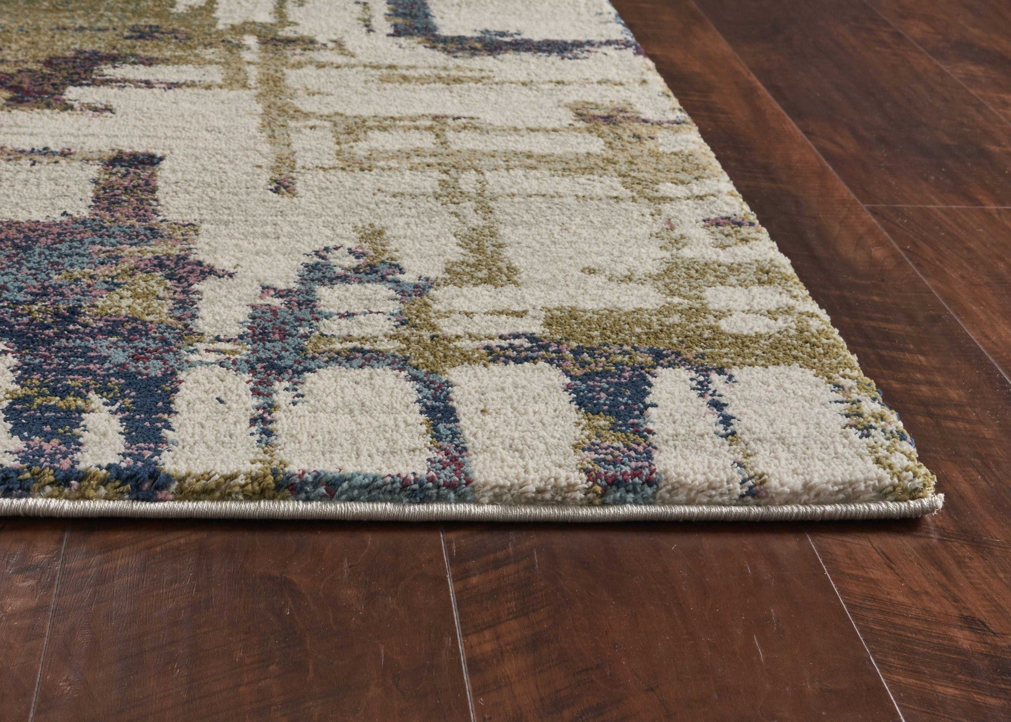 8'X10' Ivory Machine Woven Abstract Brushstrokes Indoor Area Rug