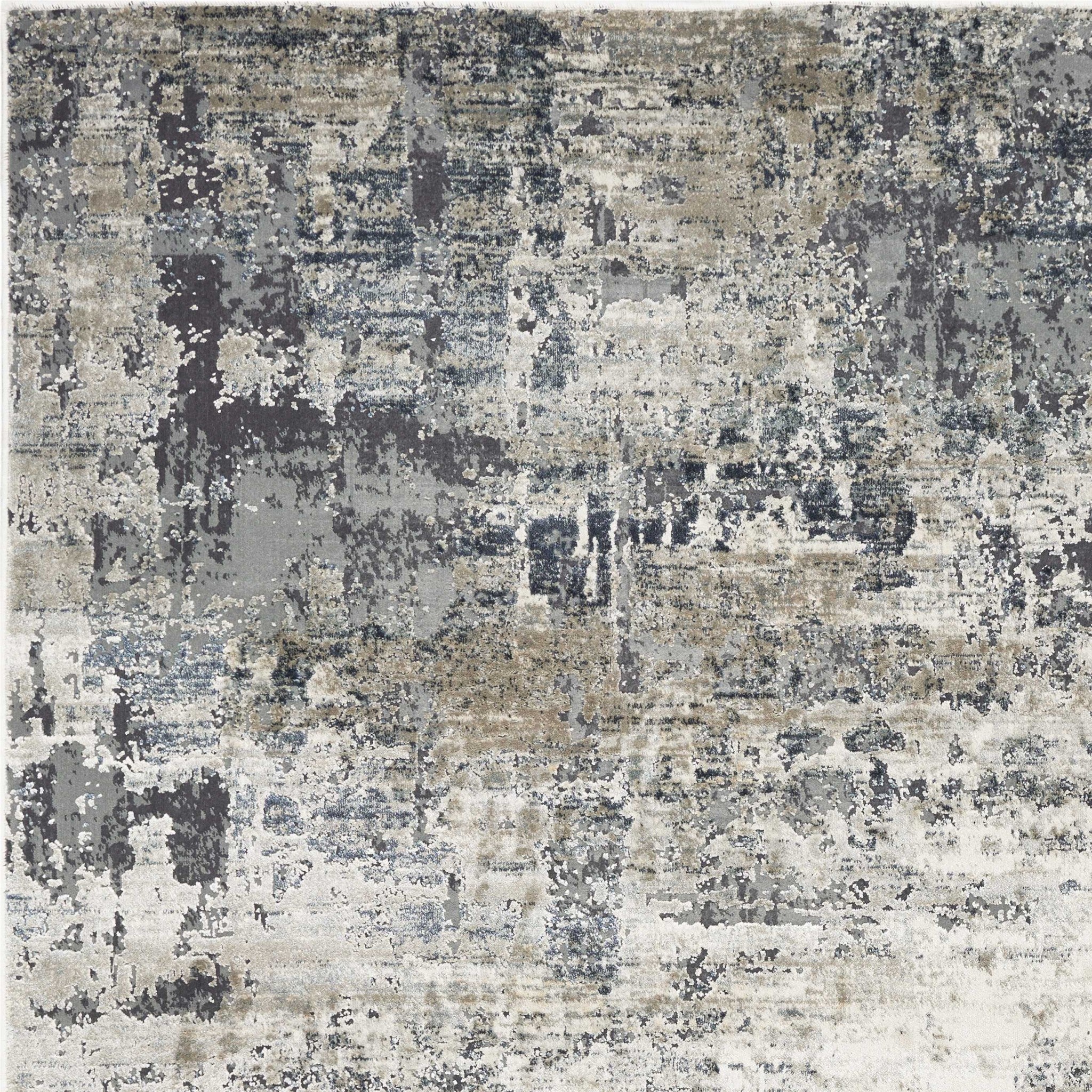 7' X 10' Polyester Ivoryor Teal Area Rug