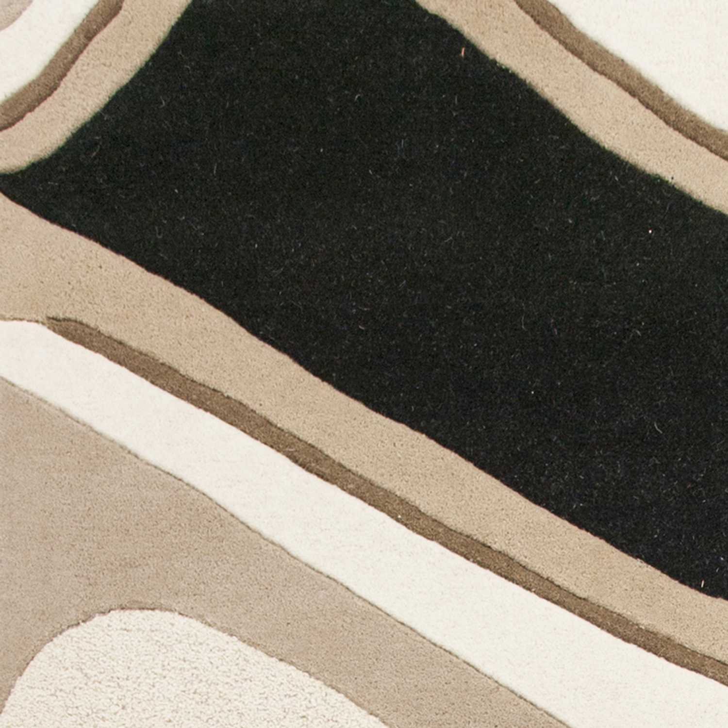 8'X11' Black Beige Hand Tufted Abstract Waves Indoor Area Rug