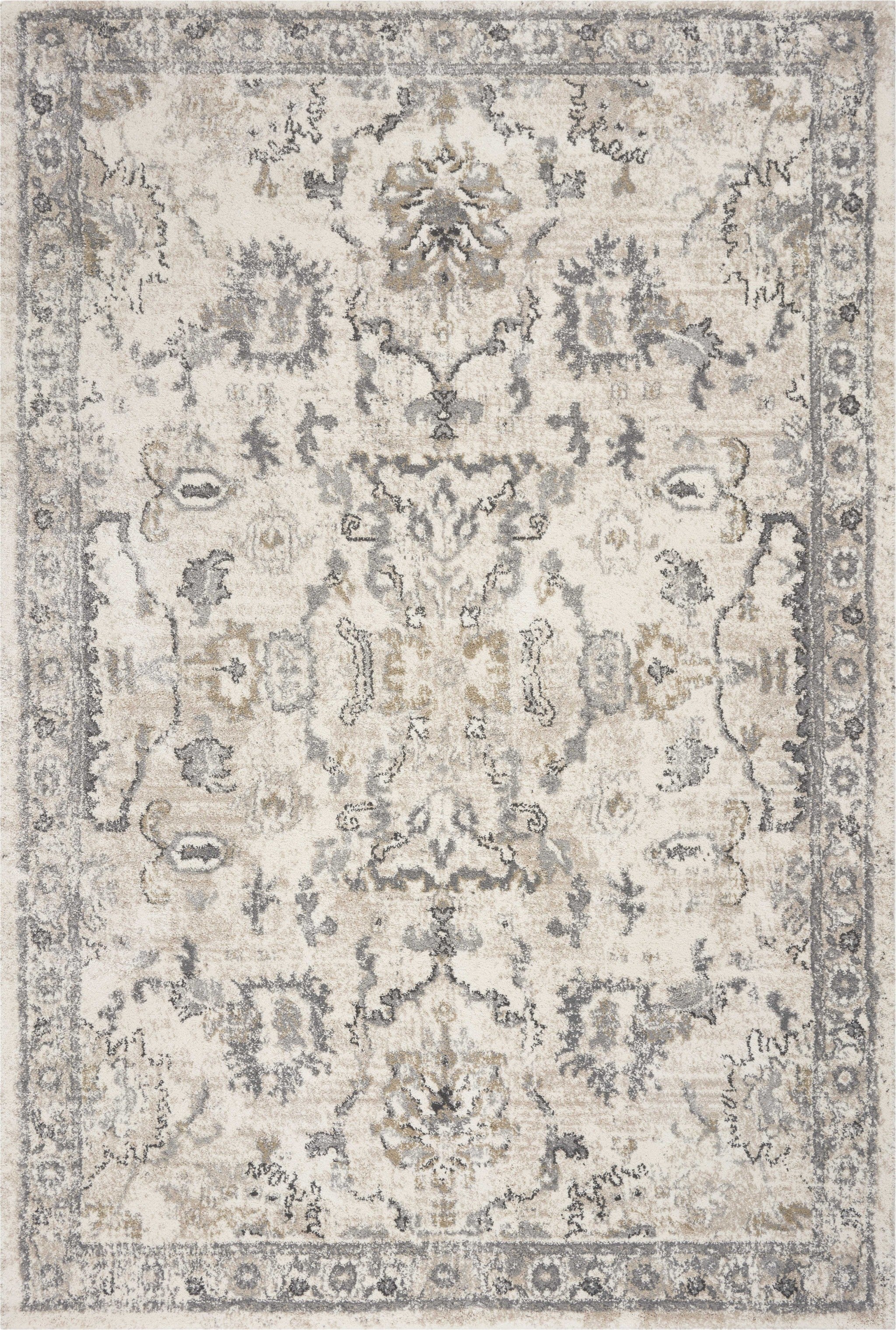 9'X13' Ivory Machine Woven Distressed Floral Traditional Indoor Area Rug - Buy Rugs