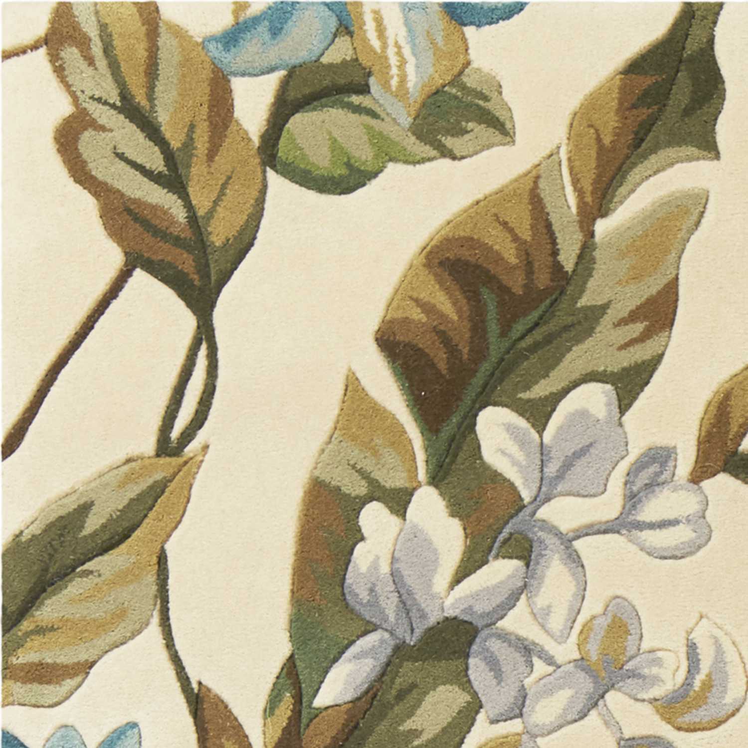 7' X 10' Wool Ivory Or Teal Area Rug