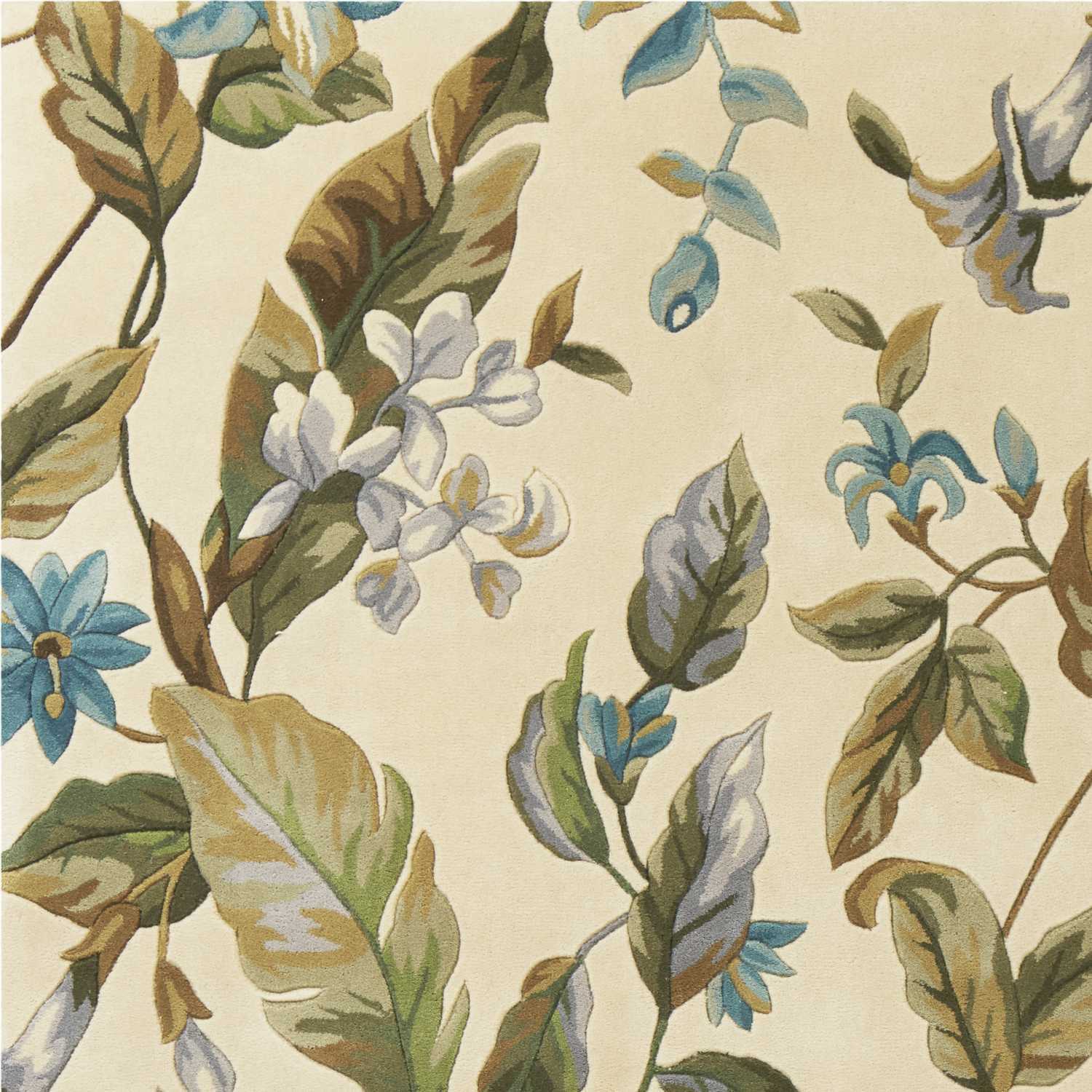 7' X 10' Wool Ivory Or Teal Area Rug