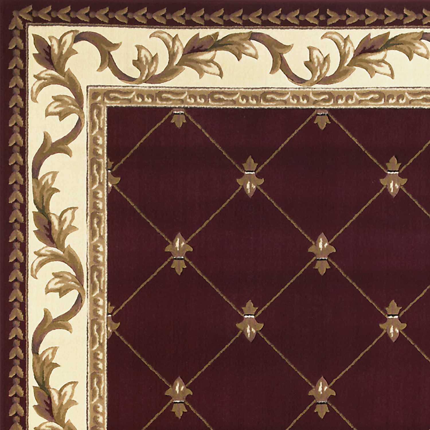 10'X13' Red Machine Woven Fleur De Lis Indoor Area Rug