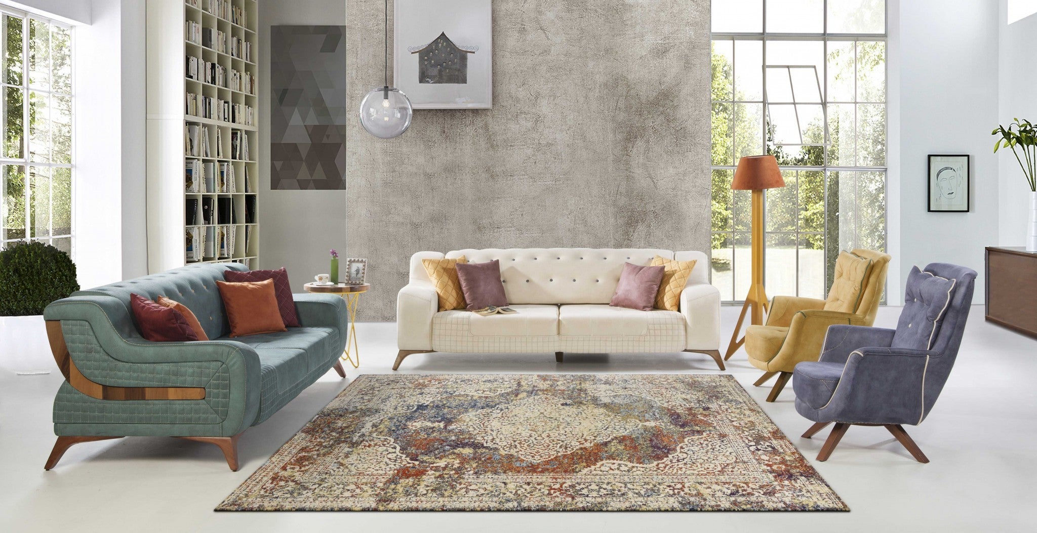 9' X 13' Polypropylene Multi Area Rug