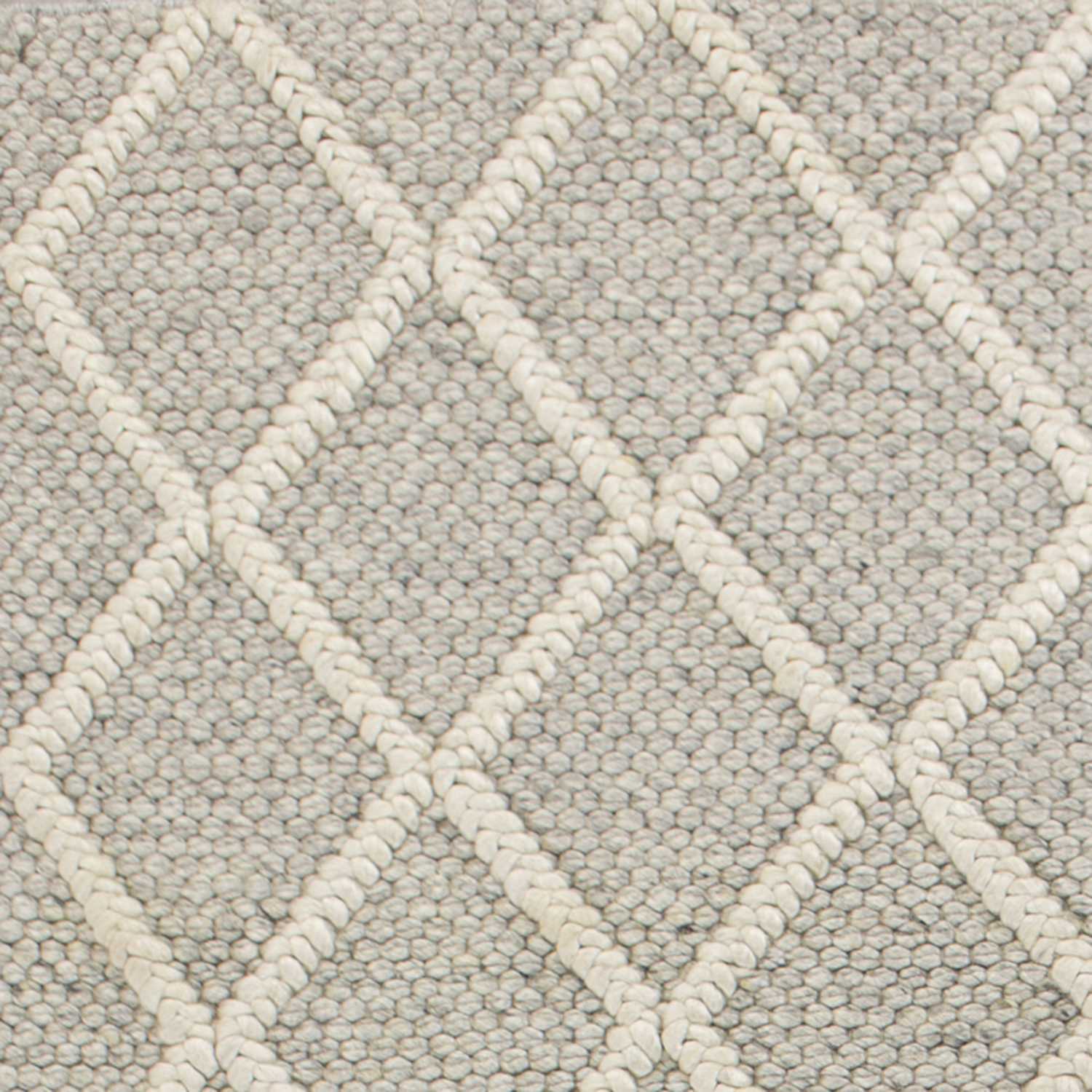 9'X13' Grey Hand Woven Diamond Pattern Indoor Area Rug