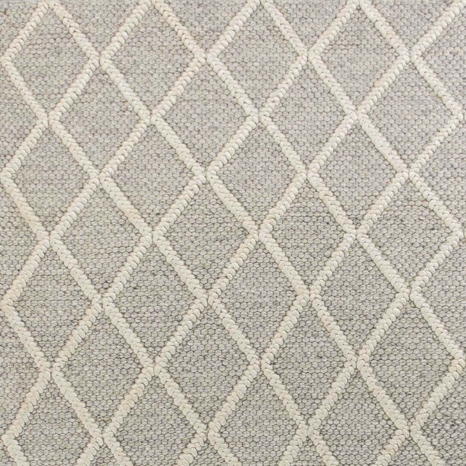 9'X13' Grey Hand Woven Diamond Pattern Indoor Area Rug