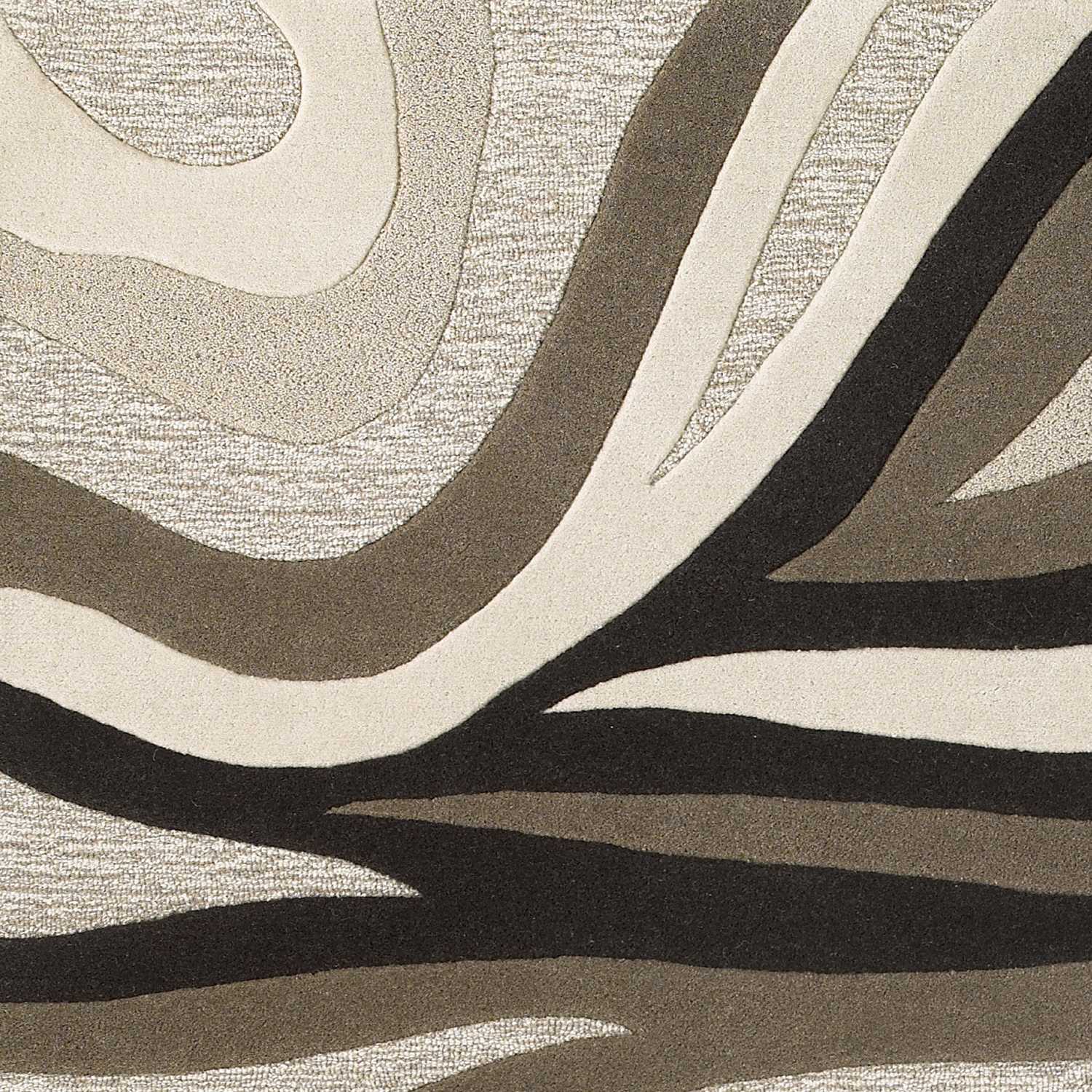 3'X5' Natural Beige Hand Tufted Abstract Waves Indoor Area Rug