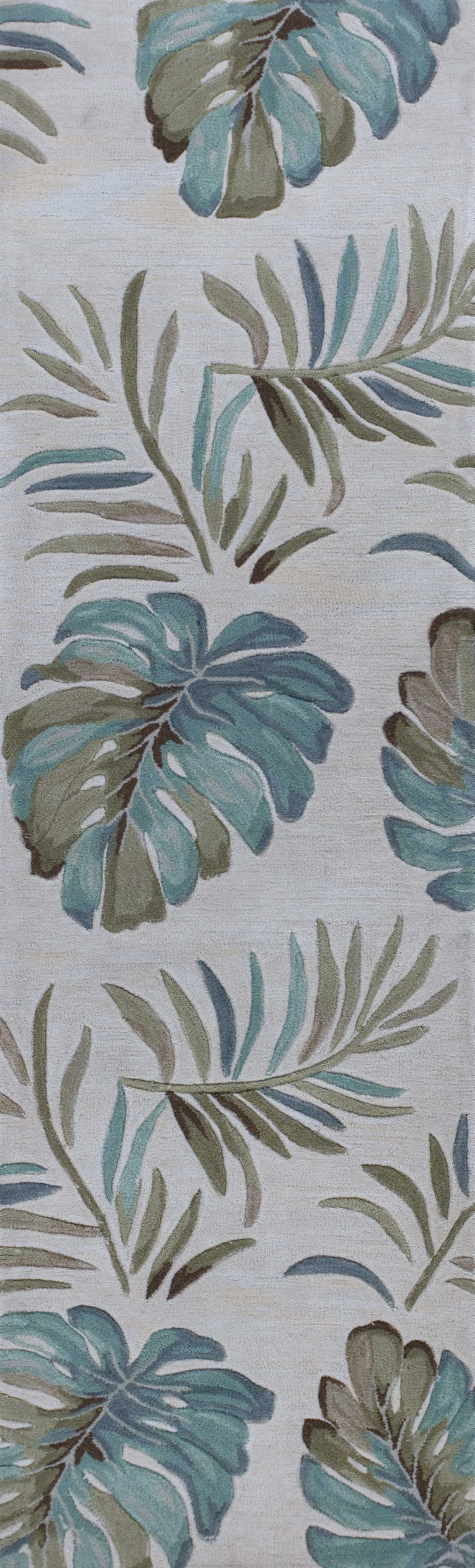 2' X 7' Ivory Lanai Leaves Runner Rug