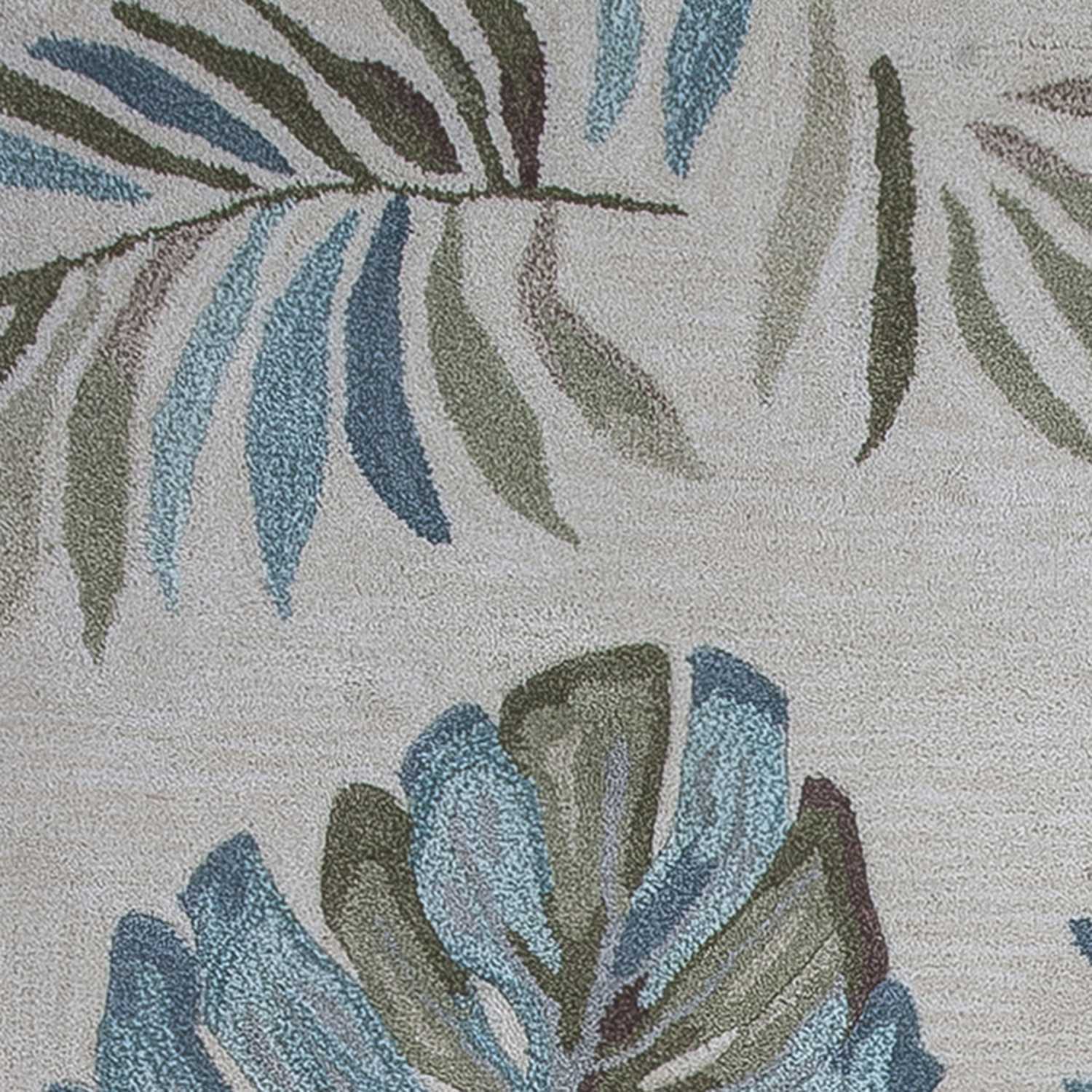 3'X5' Ivory Hand Tufted Tropical Leaves Indoor Area Rug