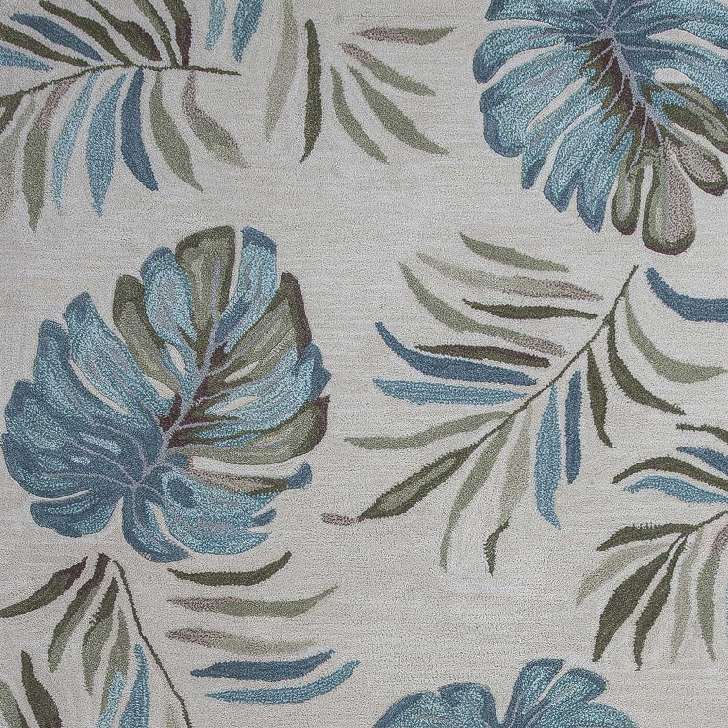 3'X5' Ivory Hand Tufted Tropical Leaves Indoor Area Rug
