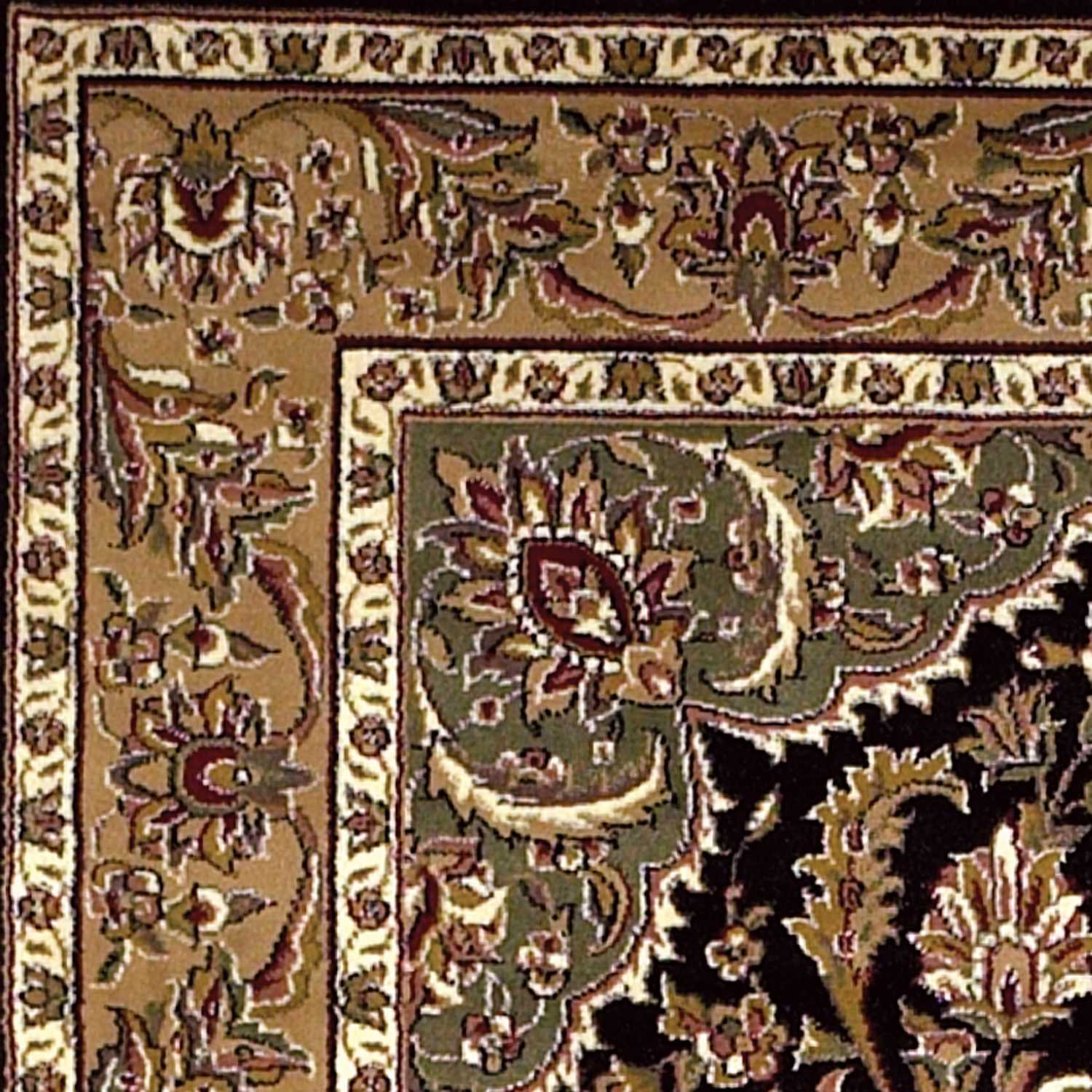5' X 8' Black Or Beige Medallion Bordered Area Rug