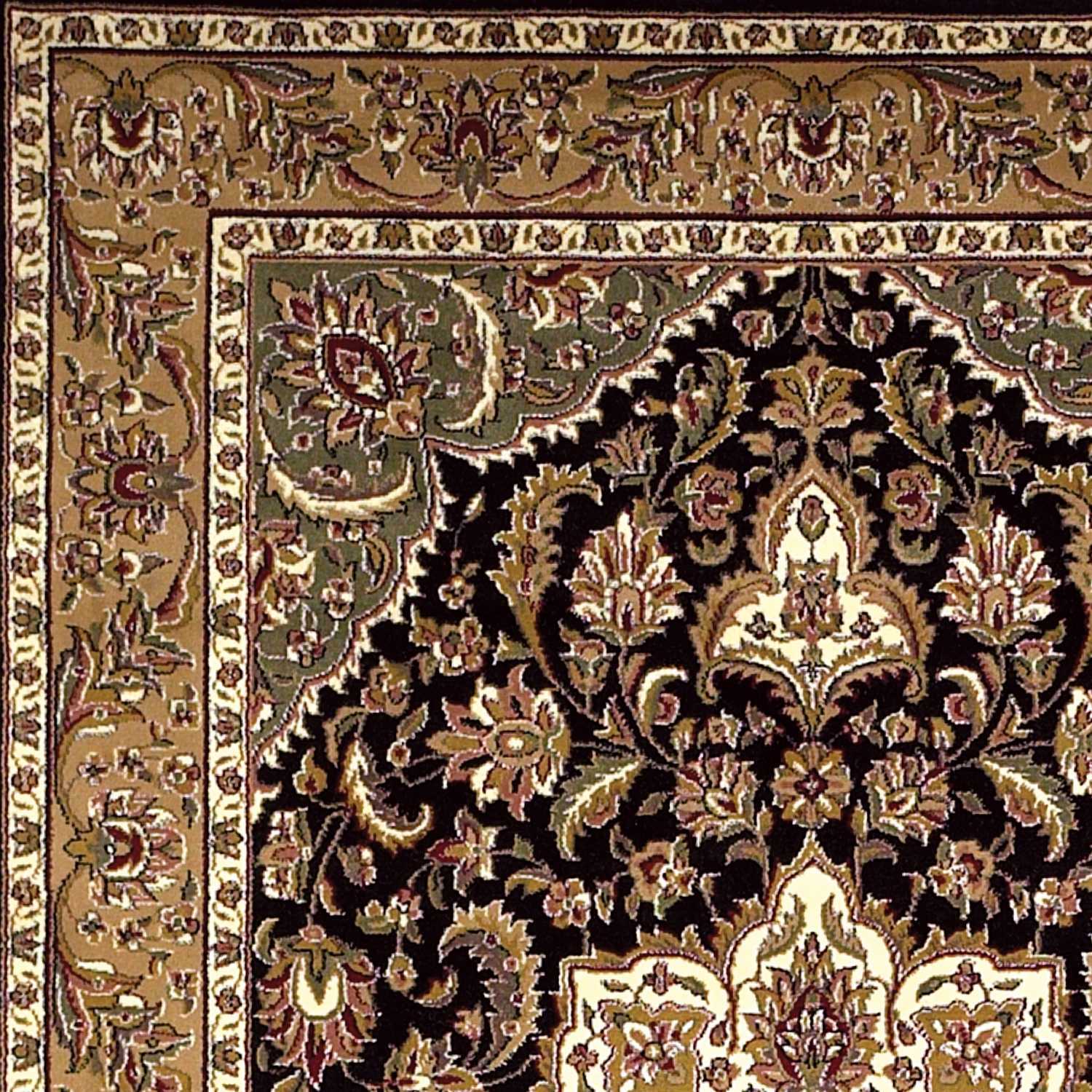 5' X 8' Black Or Beige Medallion Bordered Area Rug