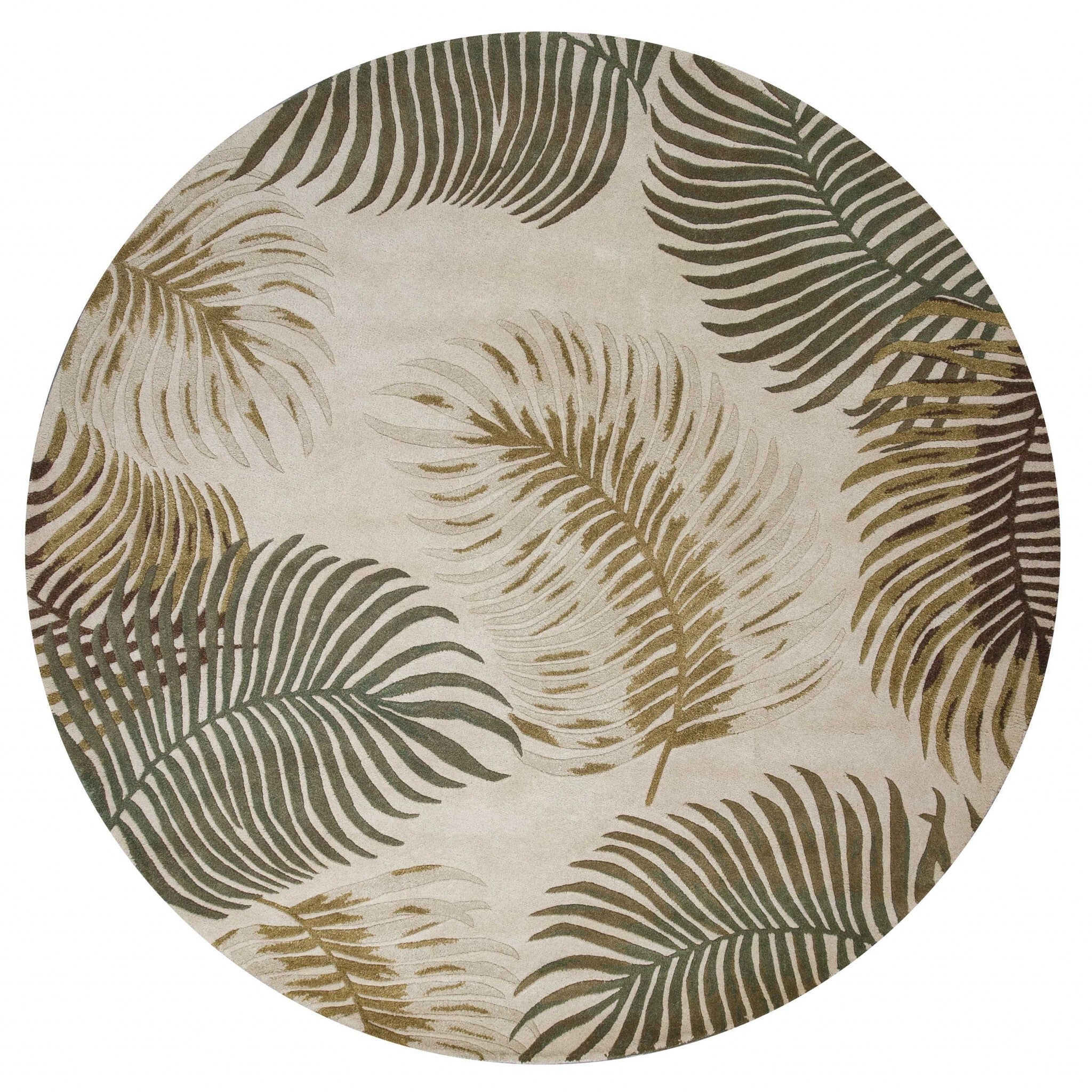 3'X5' Natural Beige Hand Tufted Tropical Leaves Indoor Area Rug
