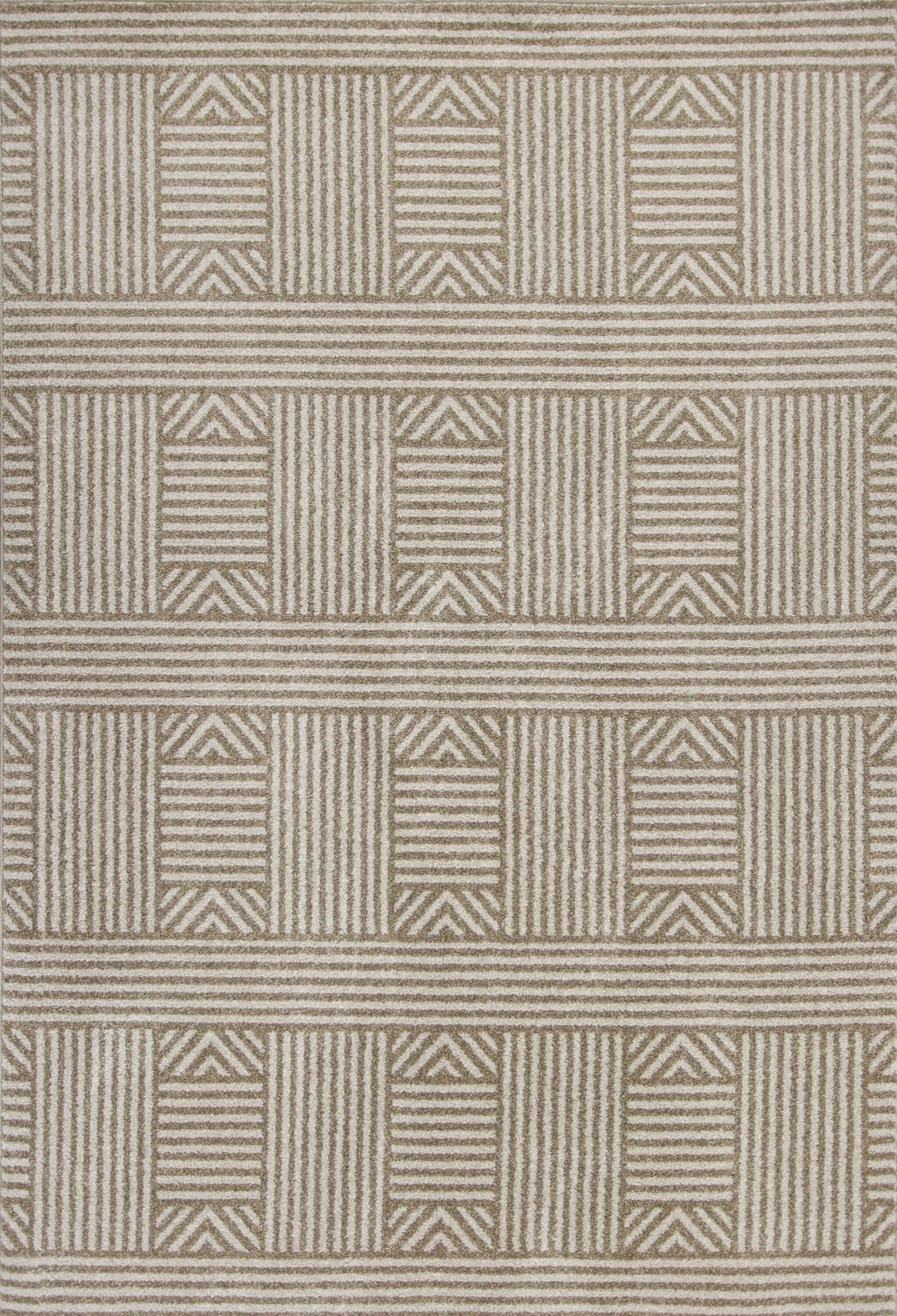 7' X 9' Beige Geometric Lines Uv Treated Indoor Area Rug - Buy Rugs