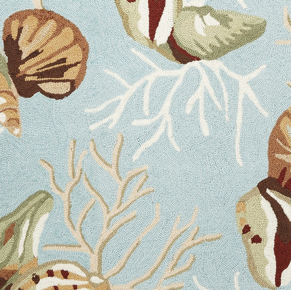 5' X 7' Blue Corals And Shells Indoor Area Rug