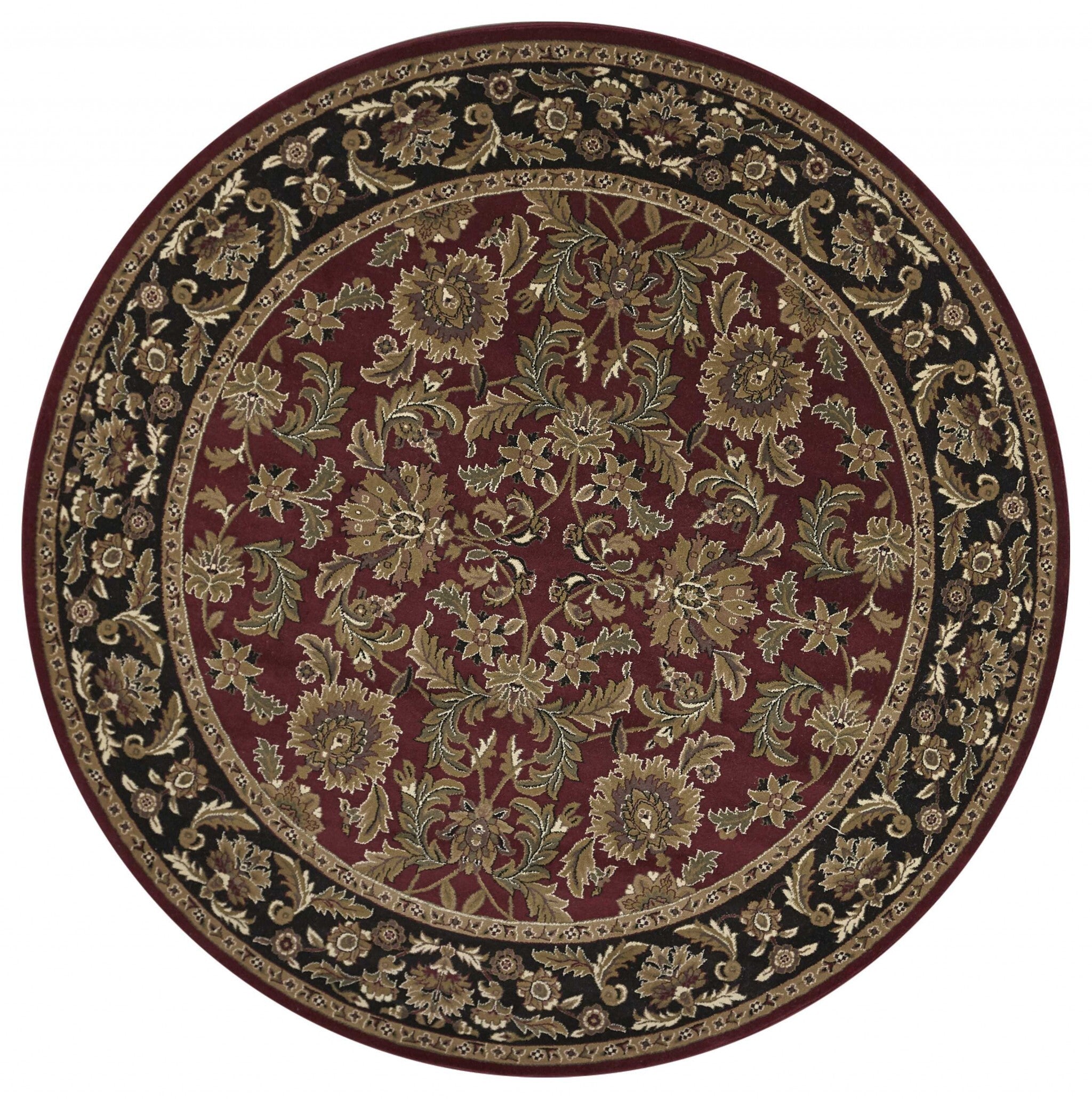 Red And Black Octagon Floral Vines Area Rug - Buy Rugs