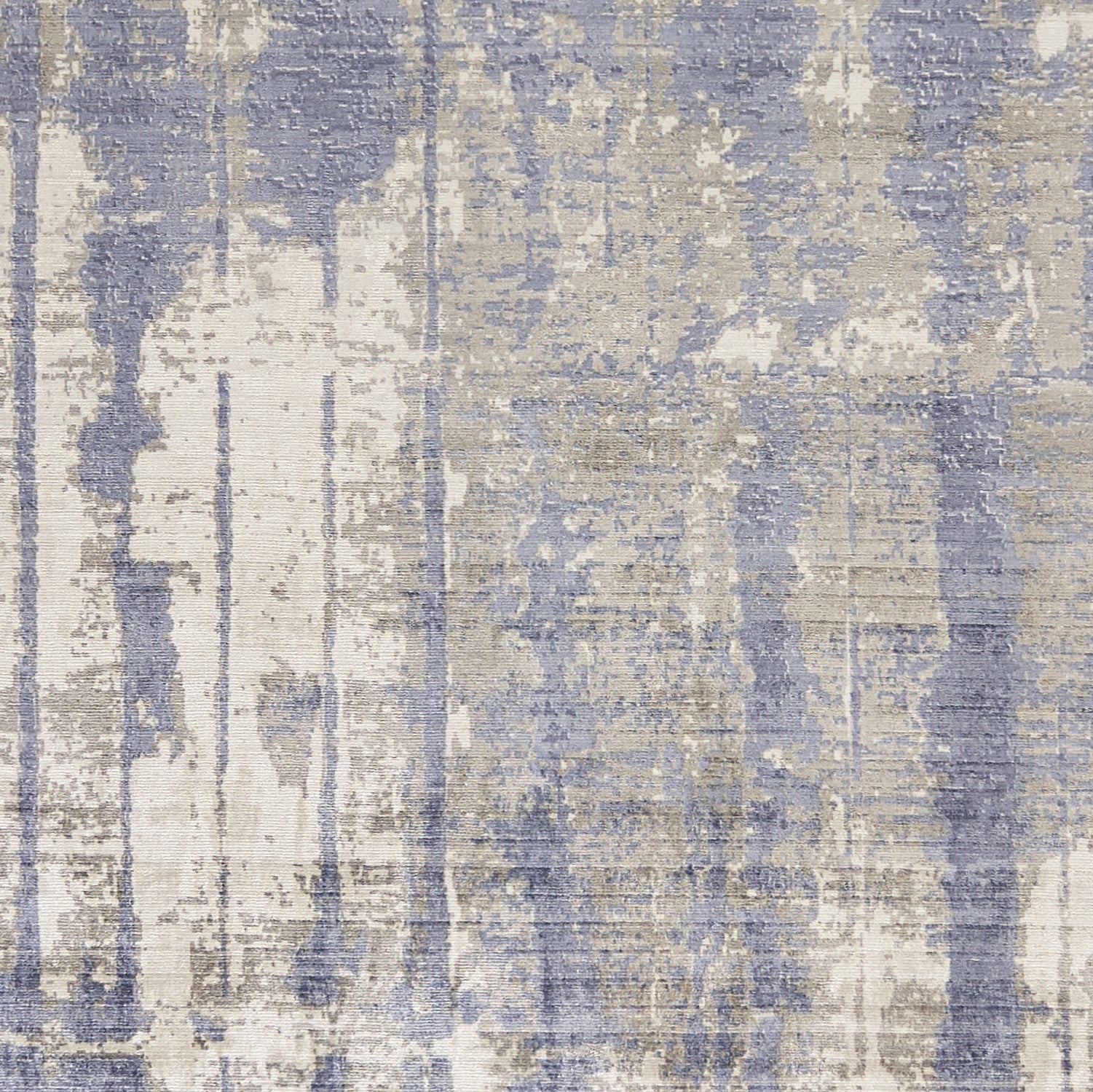 3' X 5' Grey Or Blue Abstract Brushstrokes Viscose Indoor Area Rug
