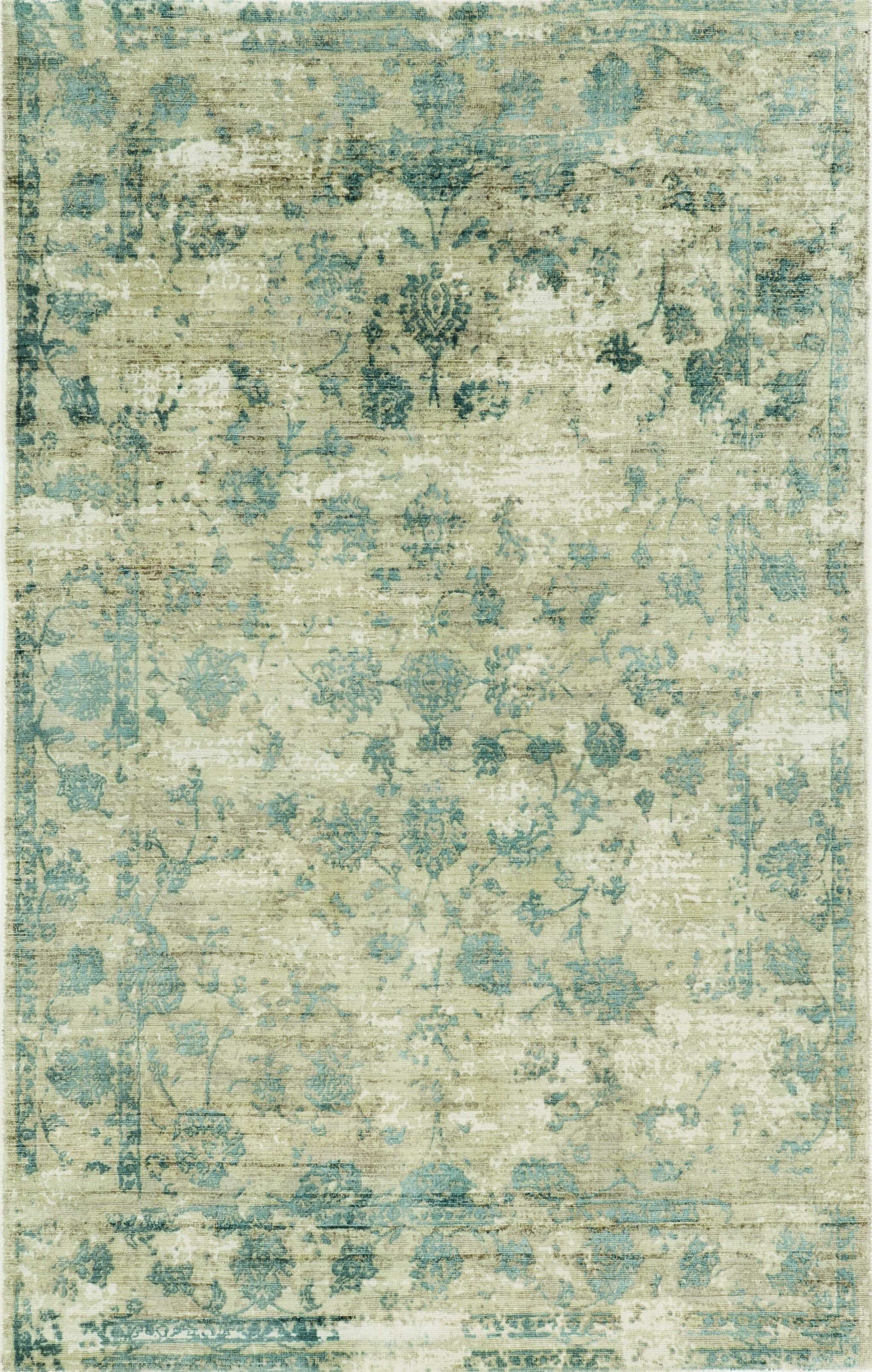 3'X5' Sand Blue Hand Loomed Traditional Floral Indoor Area Rug