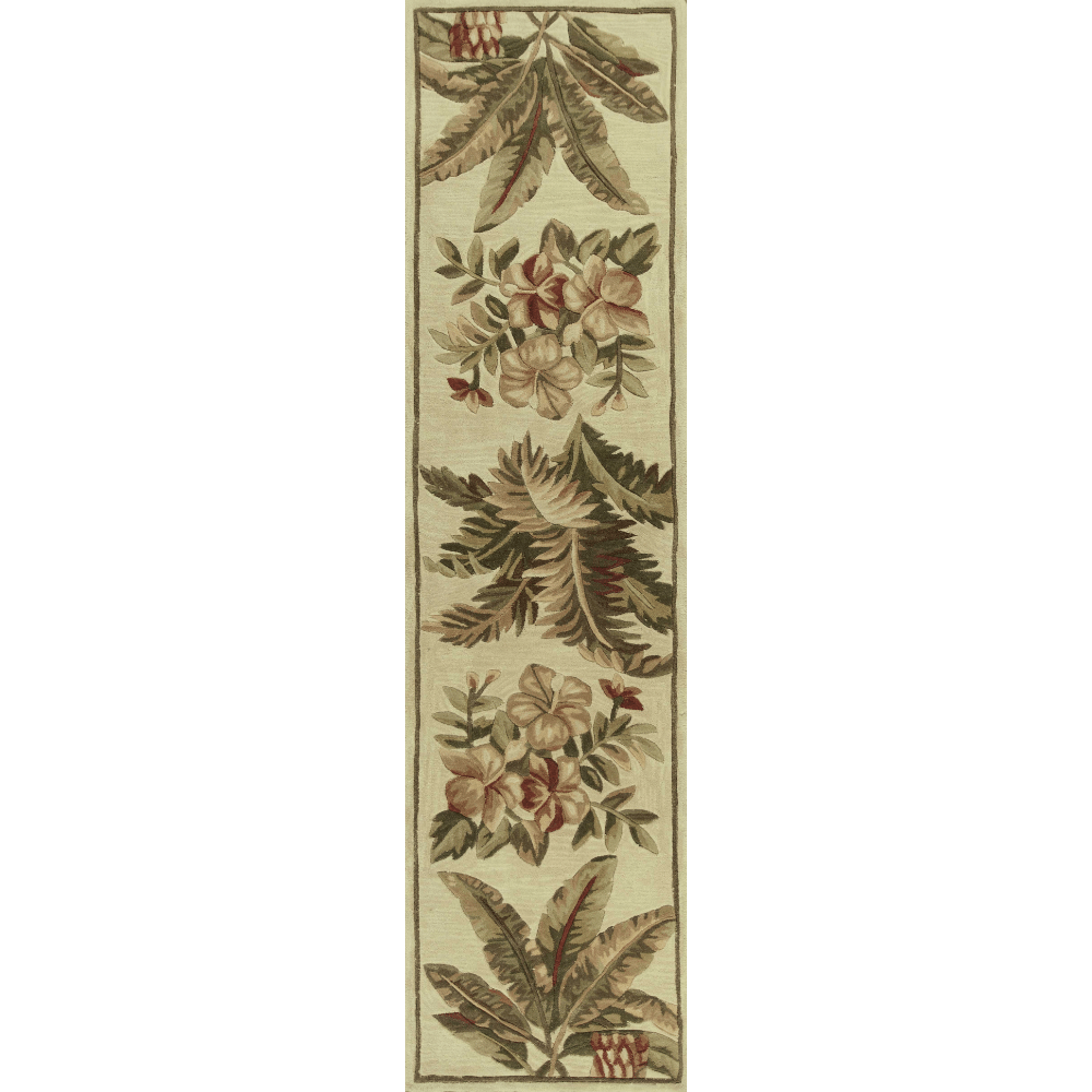 10' Ivory Hand Tufted Tropical Indoor Runner Rug
