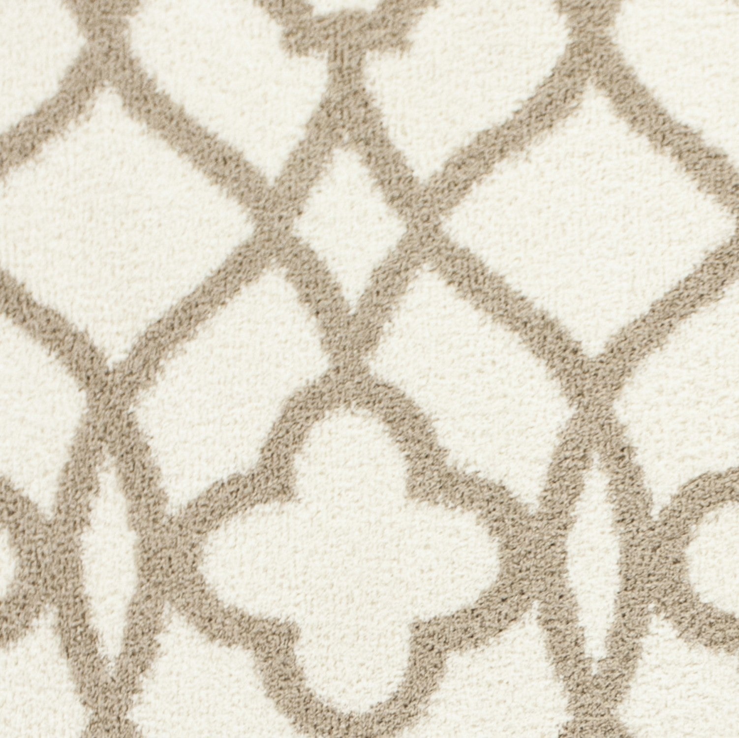 5' X 8' Ivory Or Beige Geometric Trellis Microfiber Indoor Area Rug