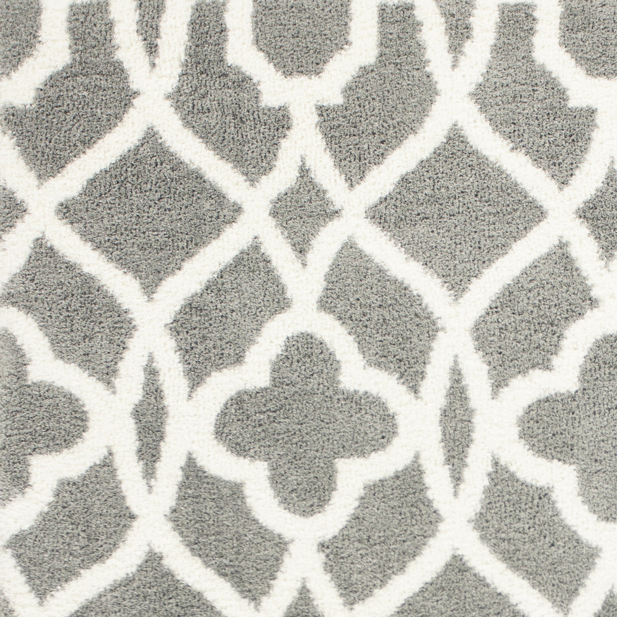 5'X8' Grey Ivory Machine Woven Ogee Indoor Area Rug
