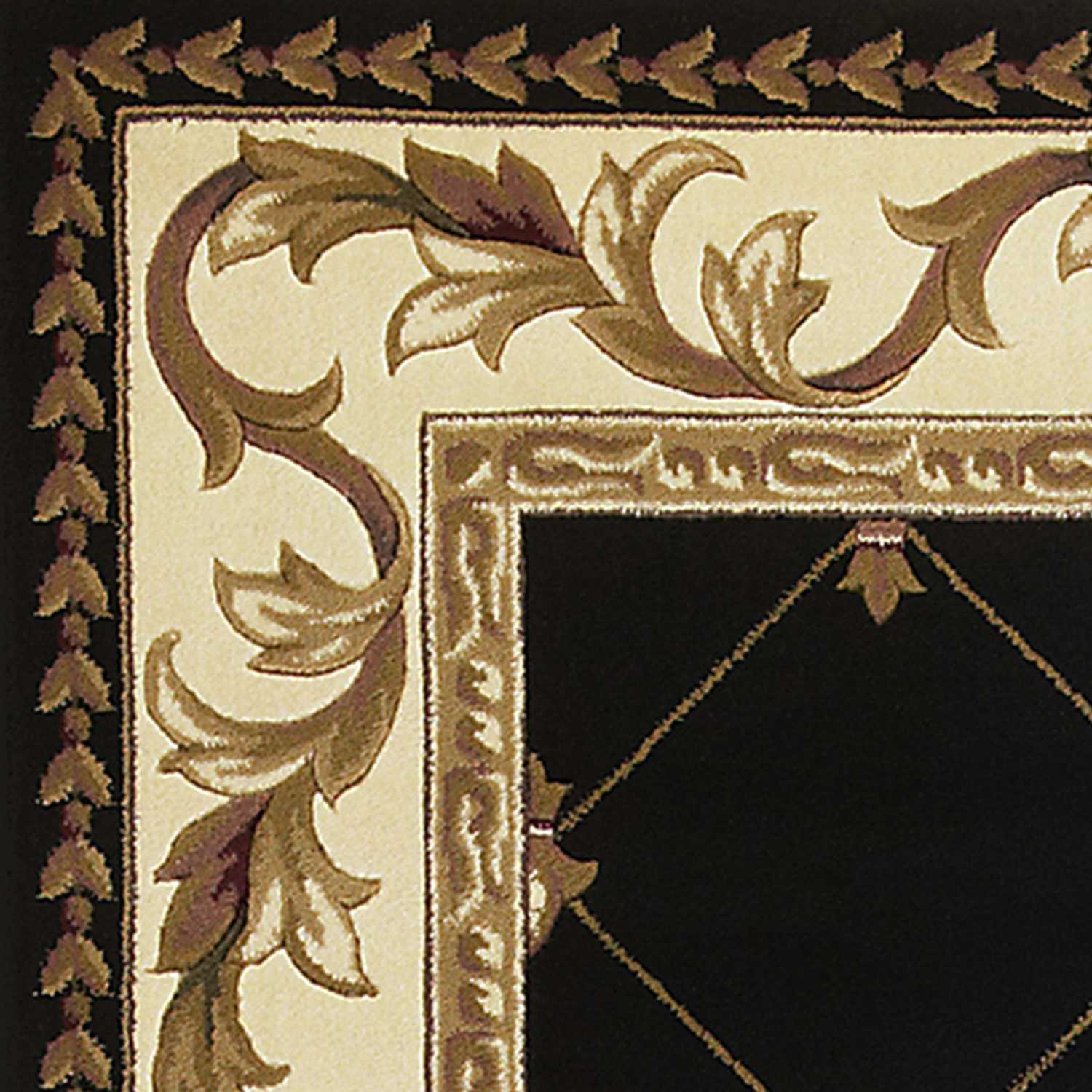 2'X3' Black Machine Woven Hand Carved Fleur De Lis Indoor Accent Rug