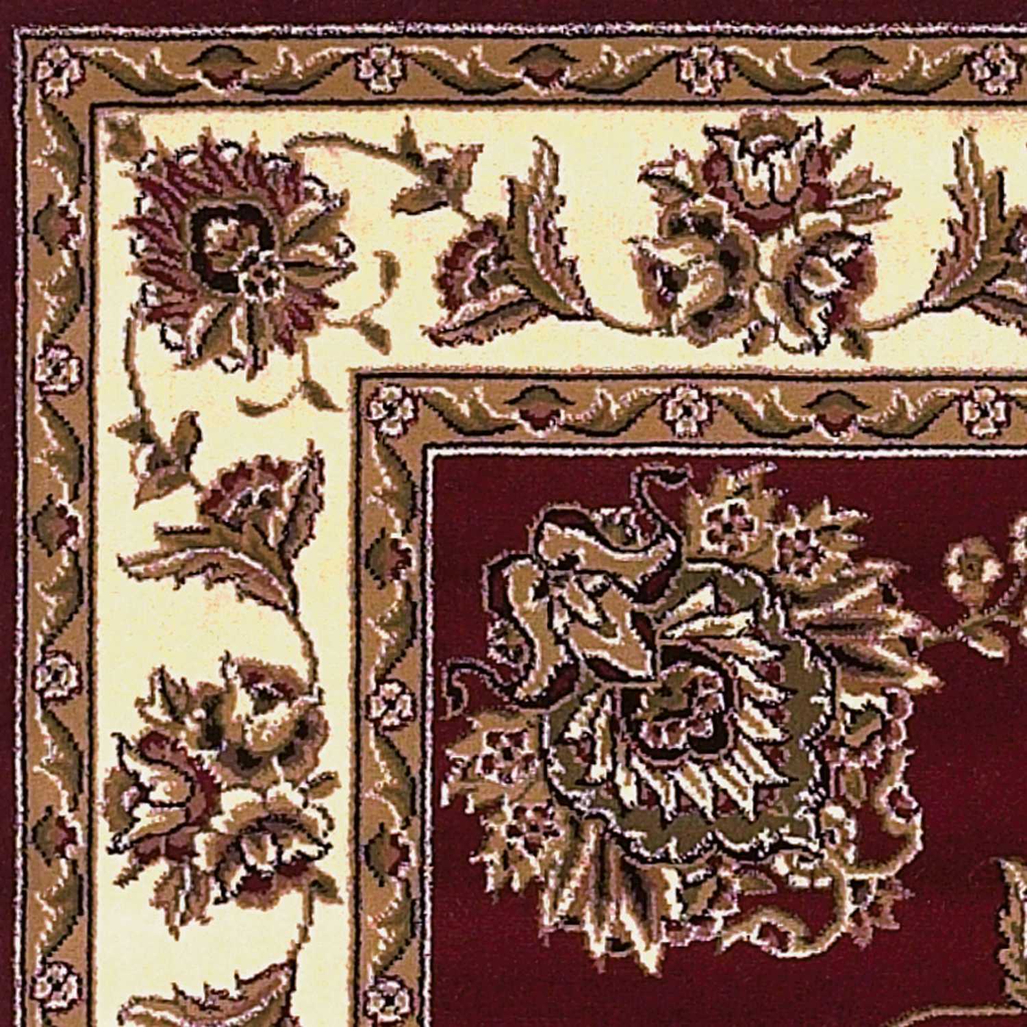 2'X3' Red Ivory Machine Woven Floral Traditional Indoor Accent Rug