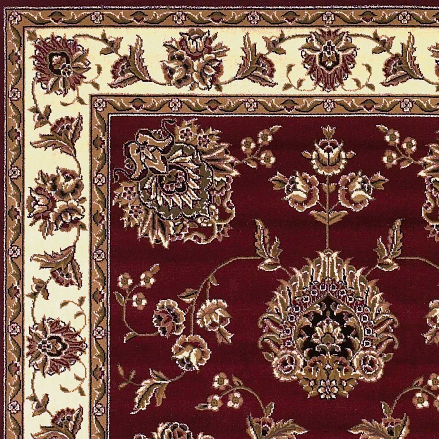 2'X3' Red Ivory Machine Woven Floral Traditional Indoor Accent Rug