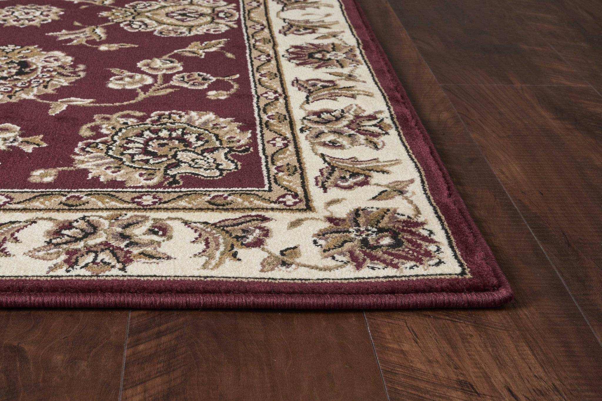 2'X3' Red Ivory Machine Woven Floral Traditional Indoor Accent Rug