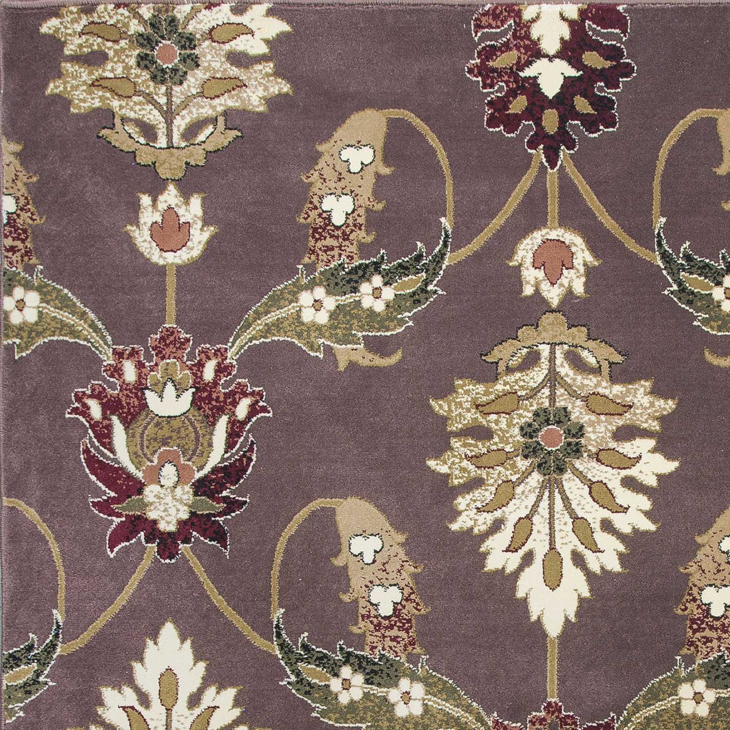 2'X3' Plum Machine Woven Floral Traditional Indoor Accent Rug