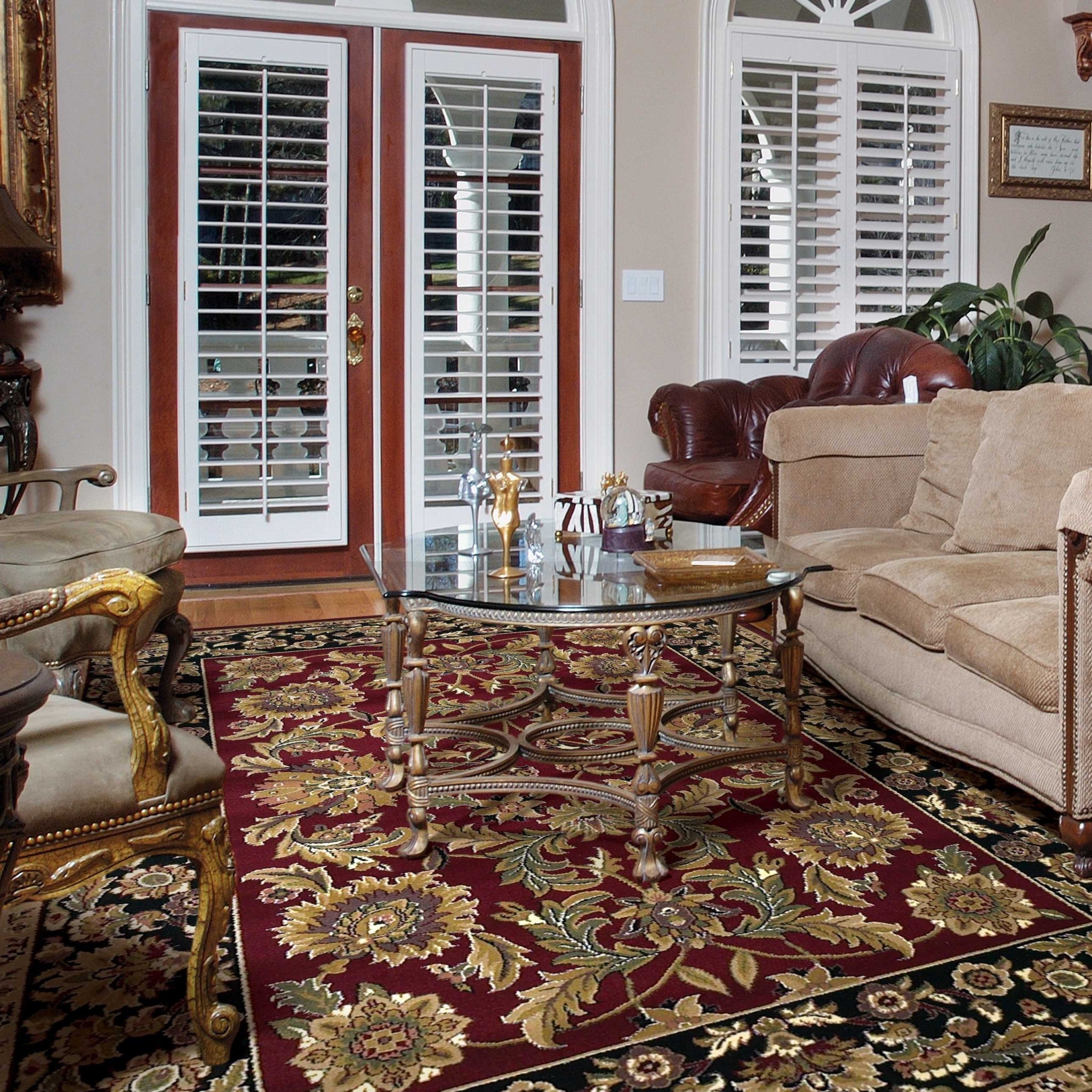 2'X3' Red Black Machine Woven Floral Traditional Indoor Accent Rug