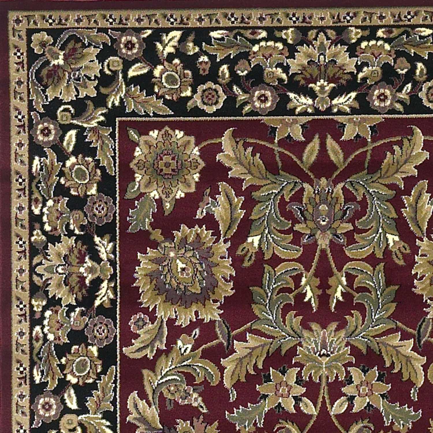2'X3' Red Black Machine Woven Floral Traditional Indoor Accent Rug