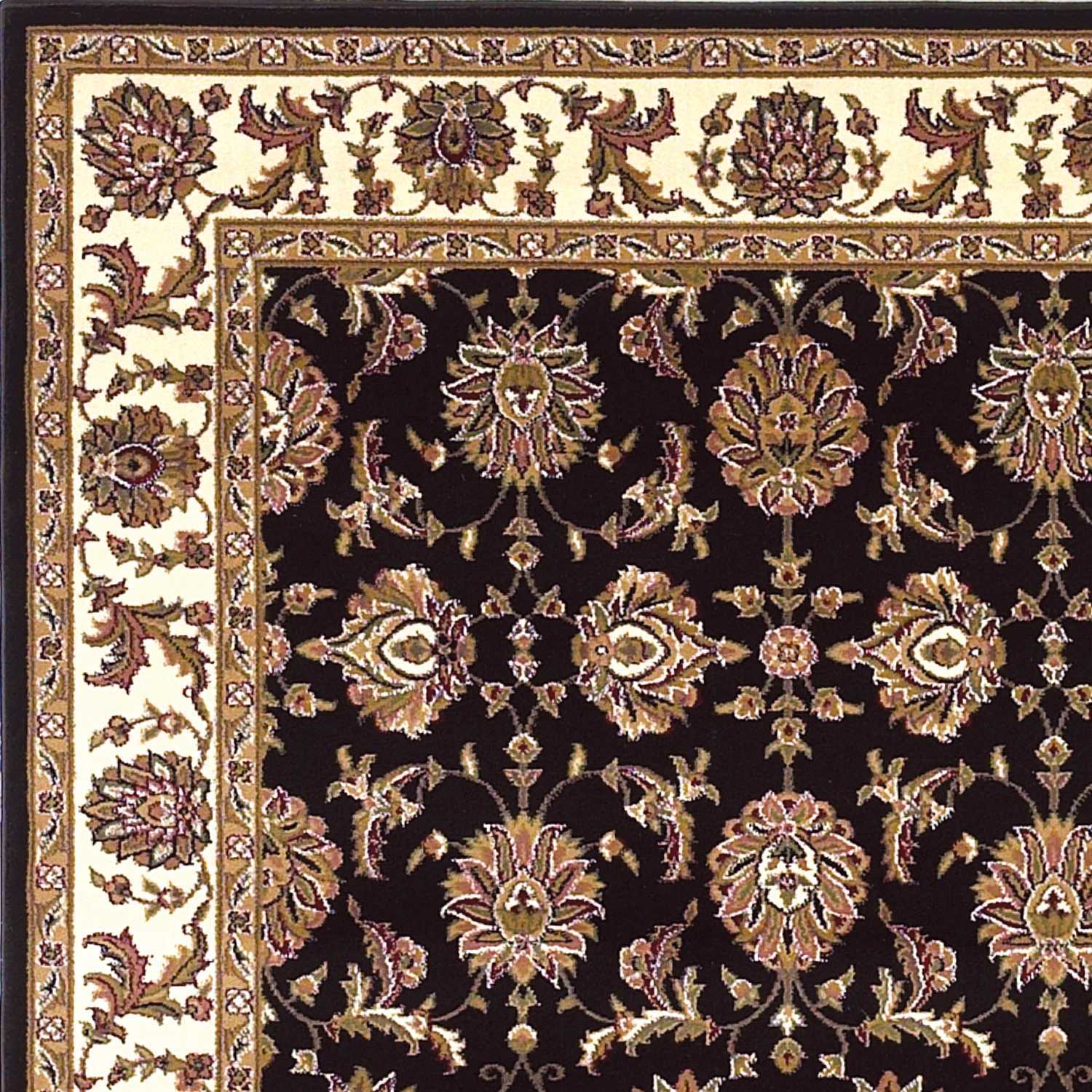 2'X3' Black Ivory Machine Woven Floral Traditional Indoor Accent Rug