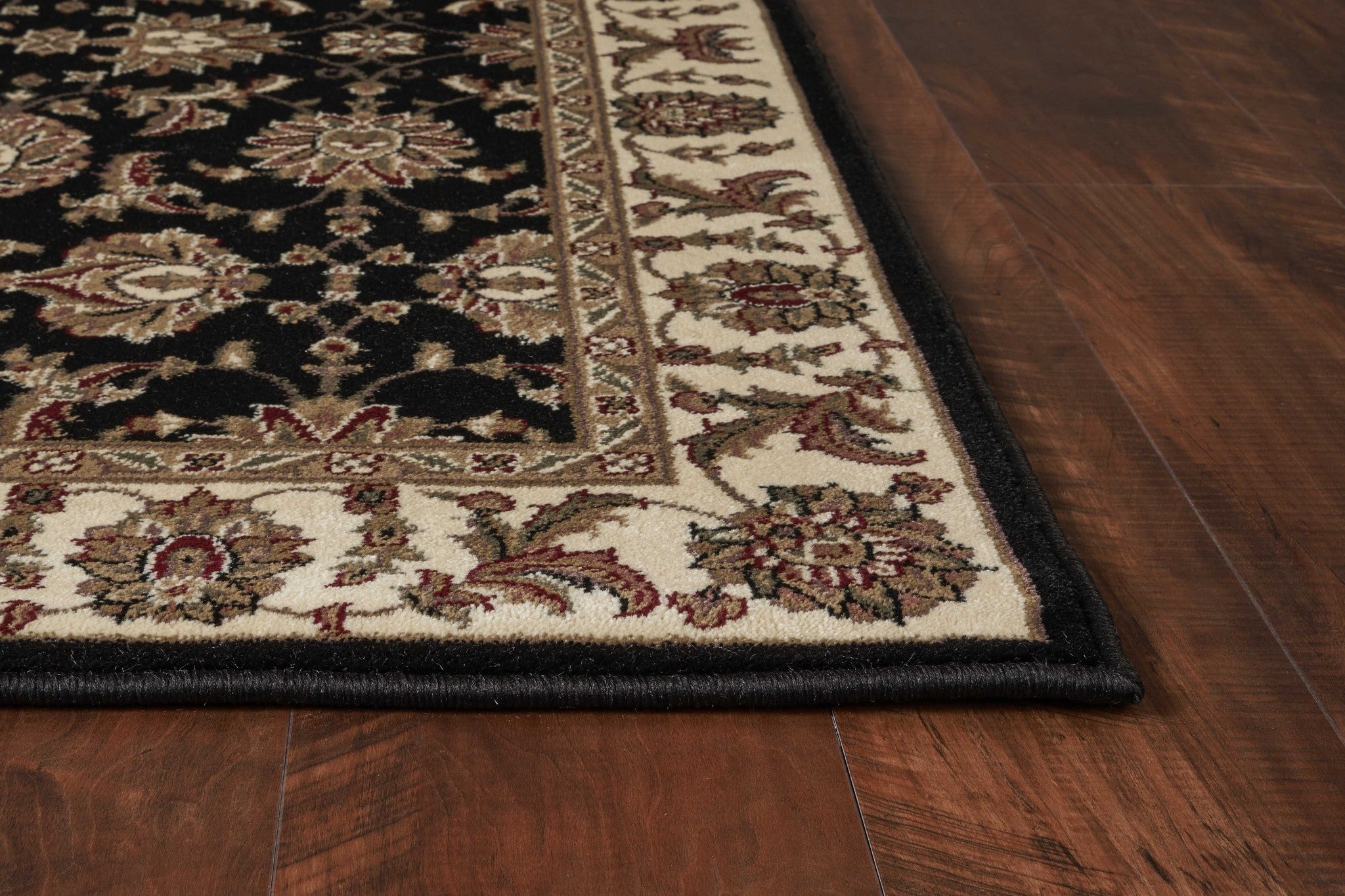 2'X3' Black Ivory Machine Woven Floral Traditional Indoor Accent Rug