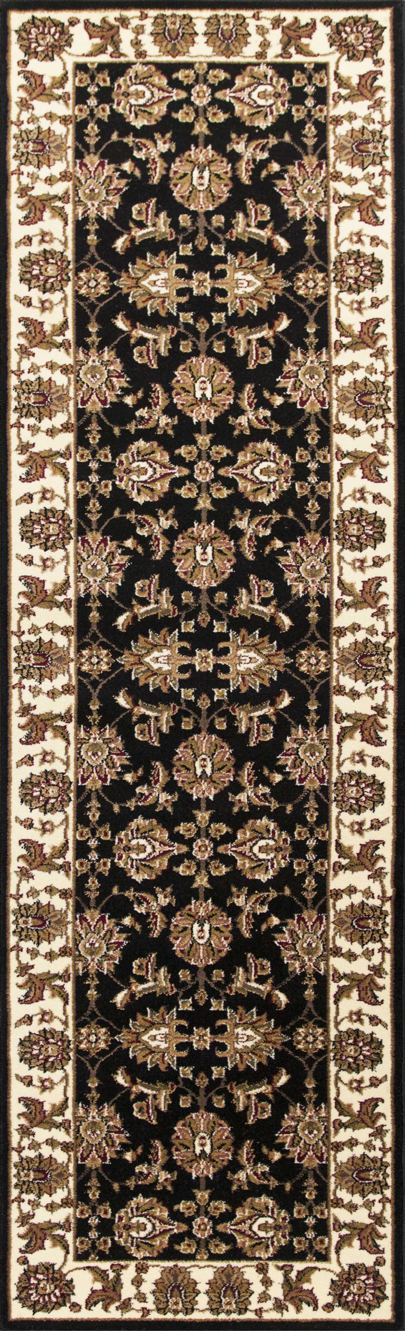 2'X3' Black Ivory Machine Woven Floral Traditional Indoor Accent Rug