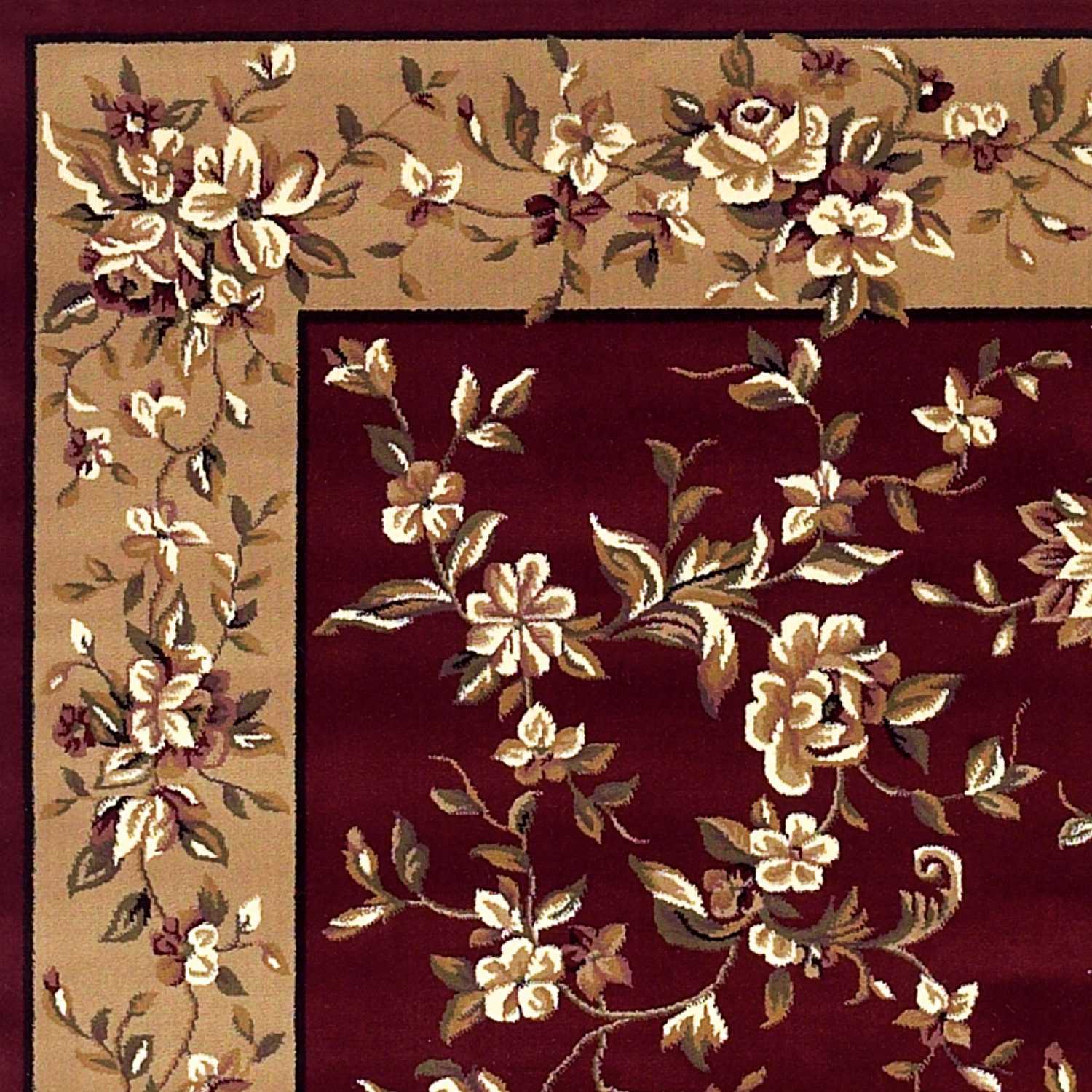 2'X3' Red Beige Machine Woven Floral Traditional Indoor Accent Rug