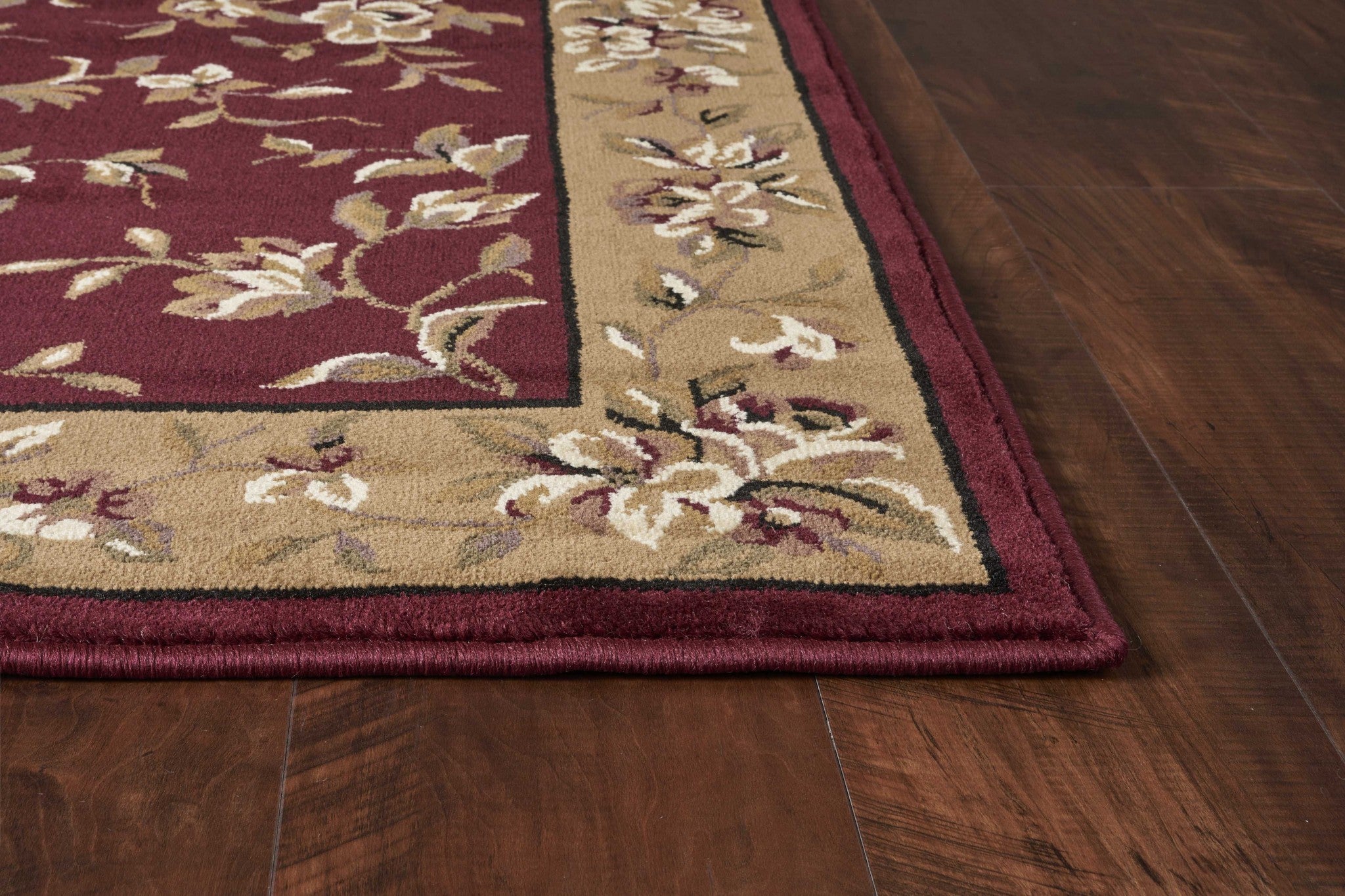 2'X3' Red Beige Machine Woven Floral Traditional Indoor Accent Rug